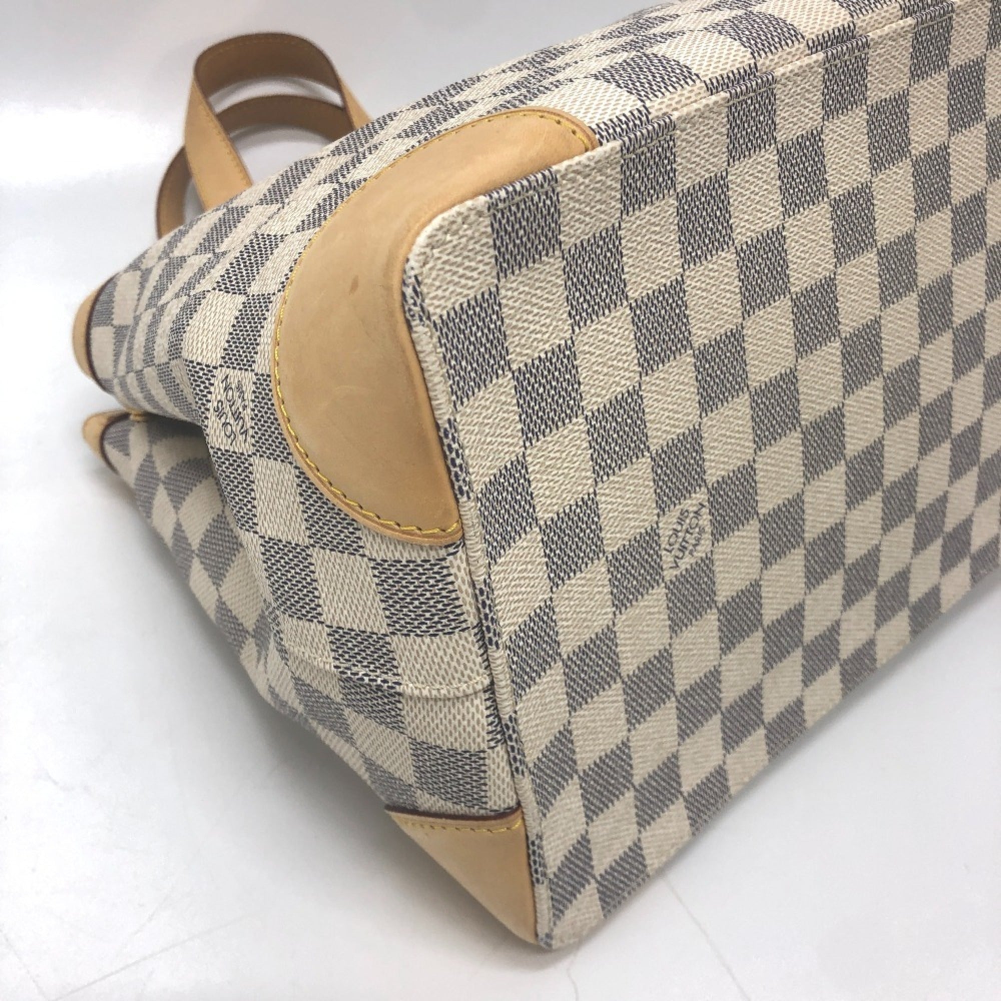 Louis Vuitton White Damier Azur Canvas Handbag Tote Bag (Pre-Owned)