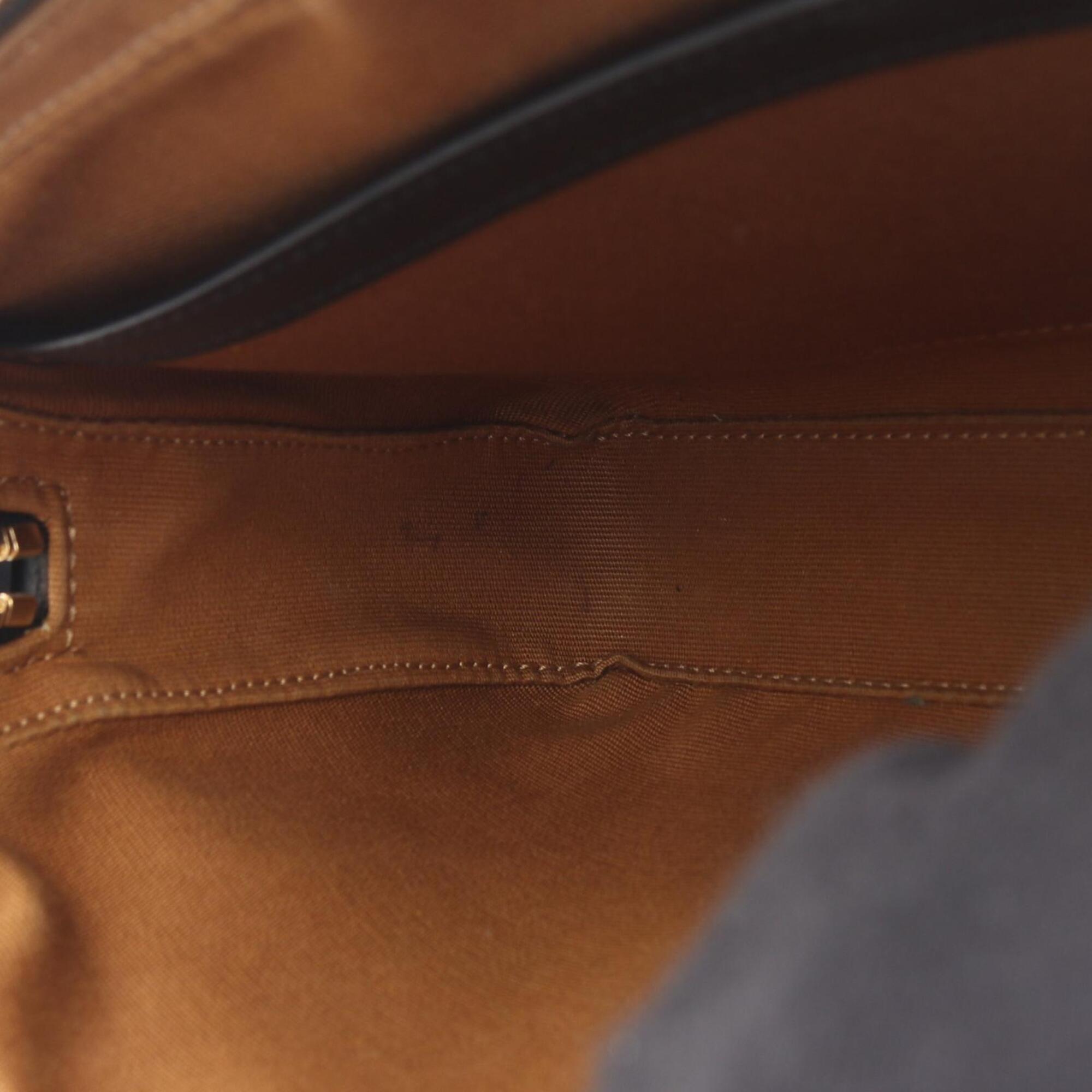 Celine Brown Coated Canvas Leather Handbag Shoulder Bag (Pre-Owned)