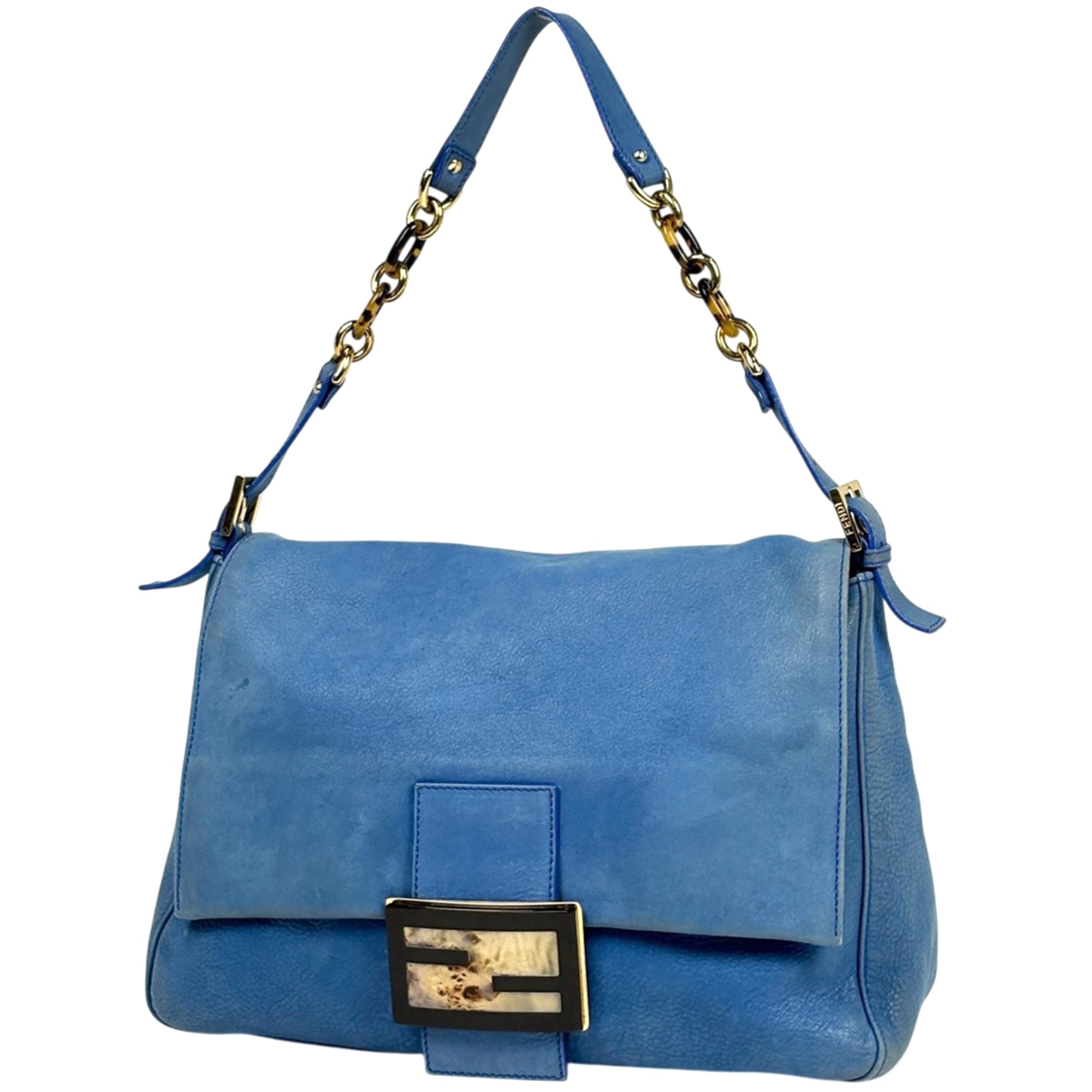 Fendi Blue Leather Shoulder Bag (Pre-Owned)