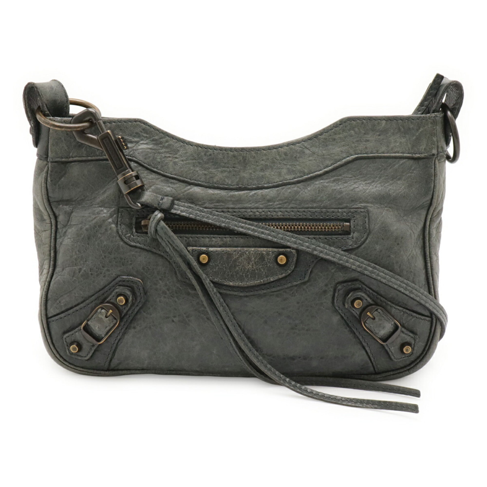 Balenciaga Green Leather Pochette Shoulder Bag (Pre-Owned)