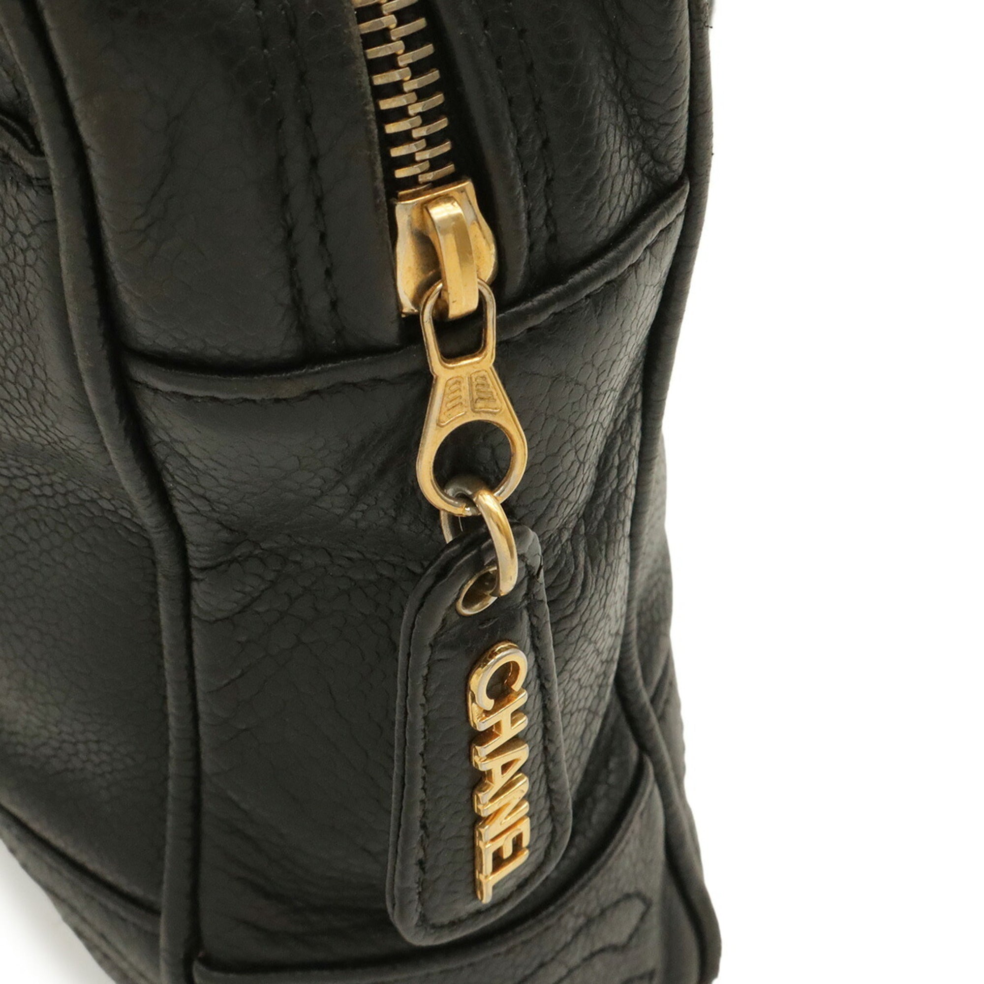 Chanel Black Grained Calfskin Shoulder Bag Tote Bag (Pre-Owned)