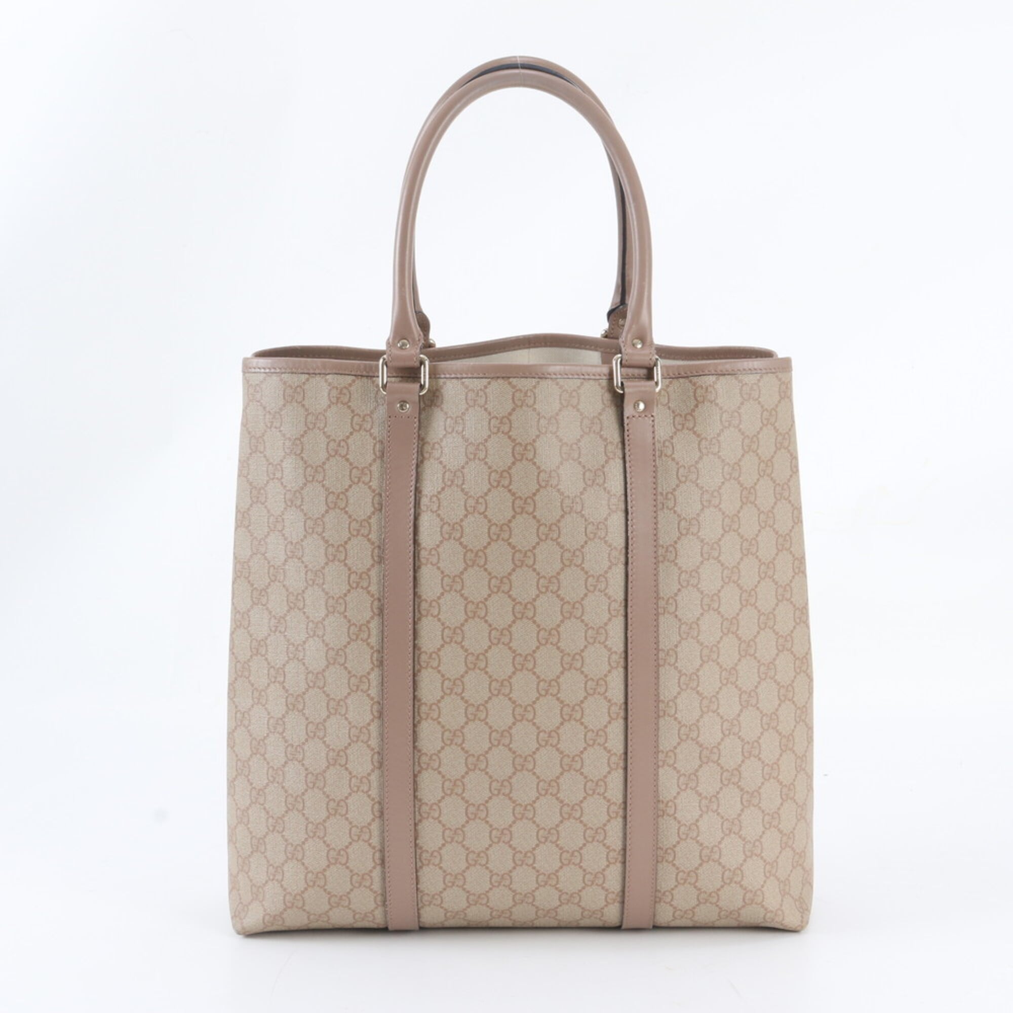 Gucci Sherry Line Pink Beige Leather Coated Canvas Handbag Shoulder Bag Tote Bag (Pre-Owned)