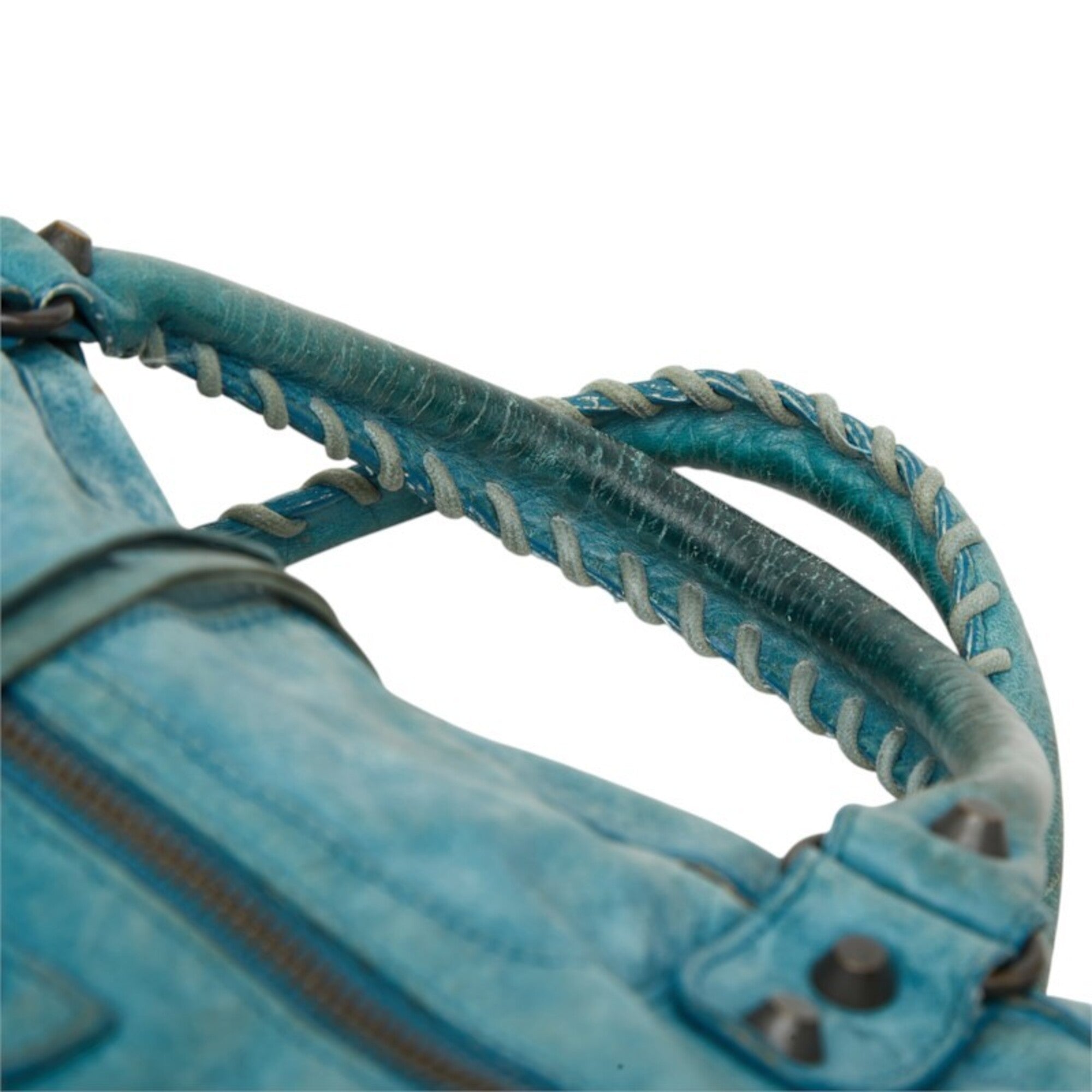 Balenciaga Light Blue Leather Handbag Shoulder Bag (Pre-Owned)