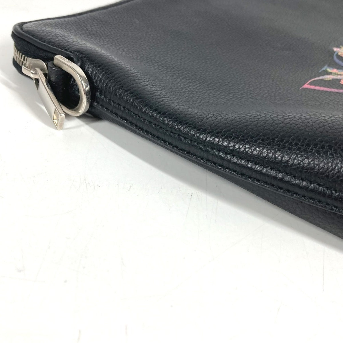 Christian Dior Black Leather Clutch Bag Handbag Pouch (Pre-Owned)