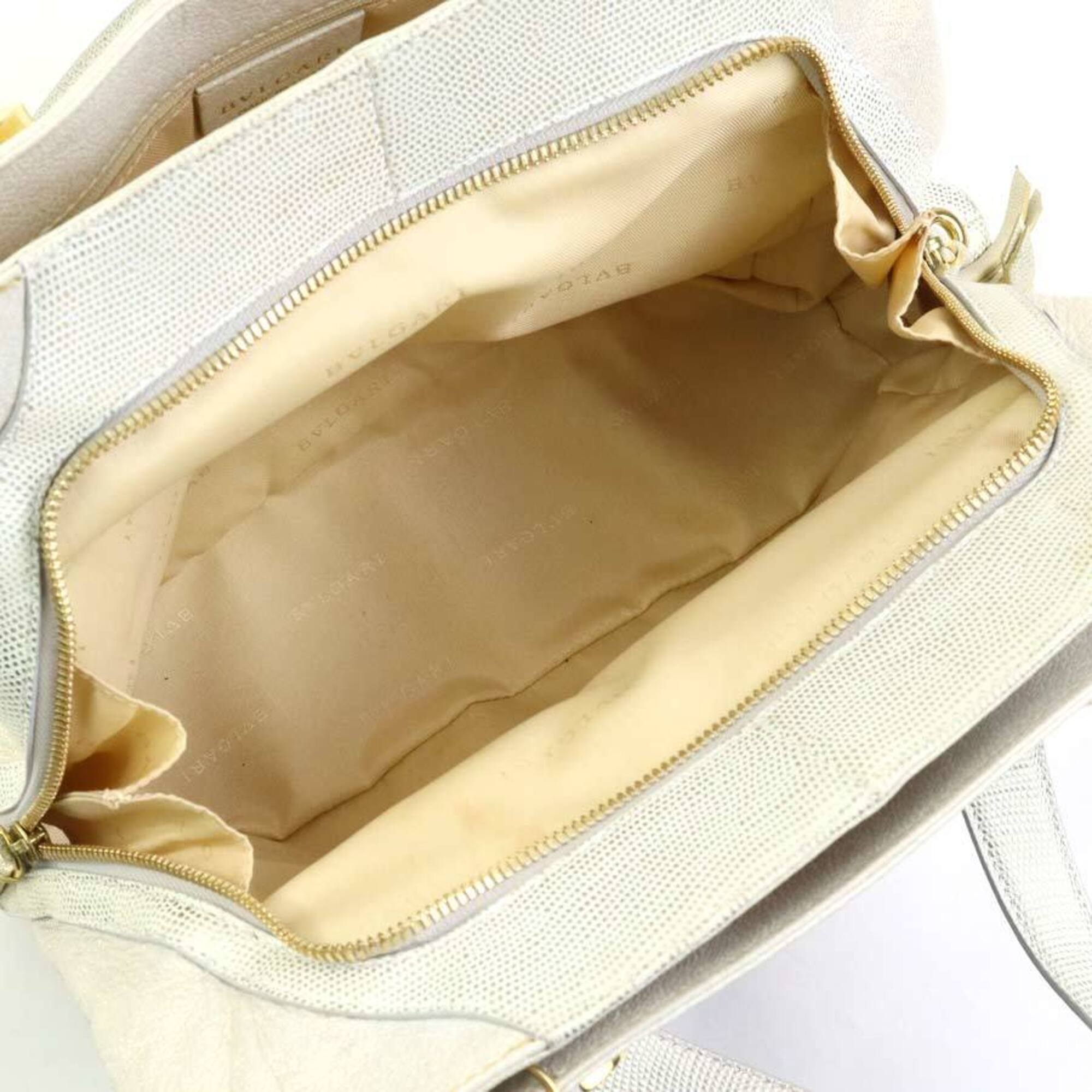 Bvlgari White Leather Handbag Shoulder Bag (Pre-Owned)