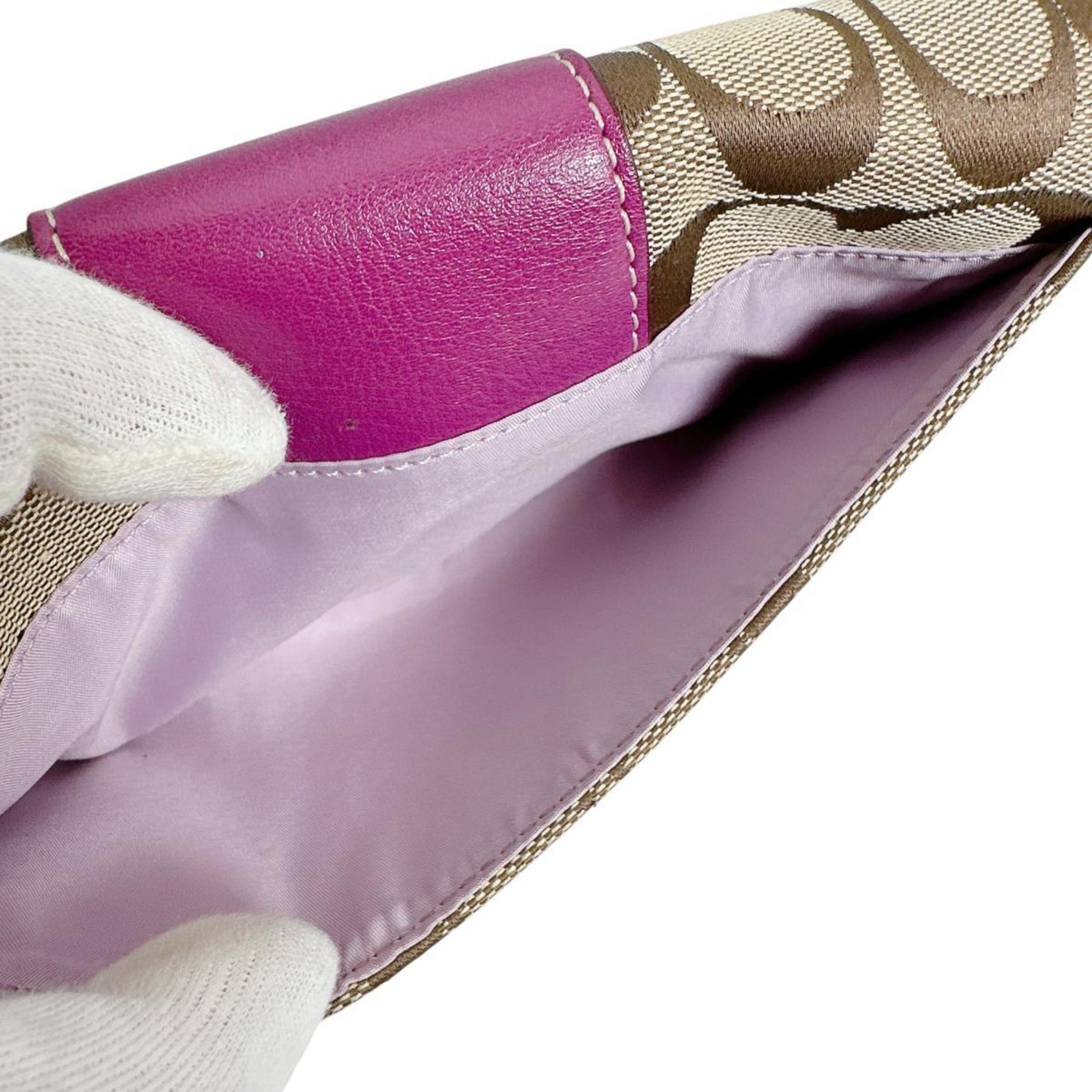 Coach Brown Purple Signature Line Long Wallet (Bi-Fold) (Pre-Owned)