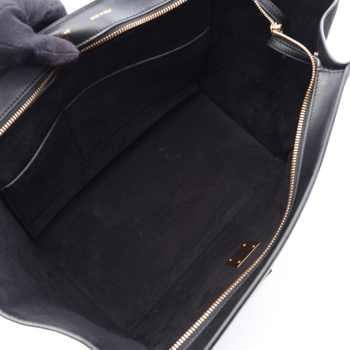 Celine Black White Leather Suede Handbag (Pre-Owned)