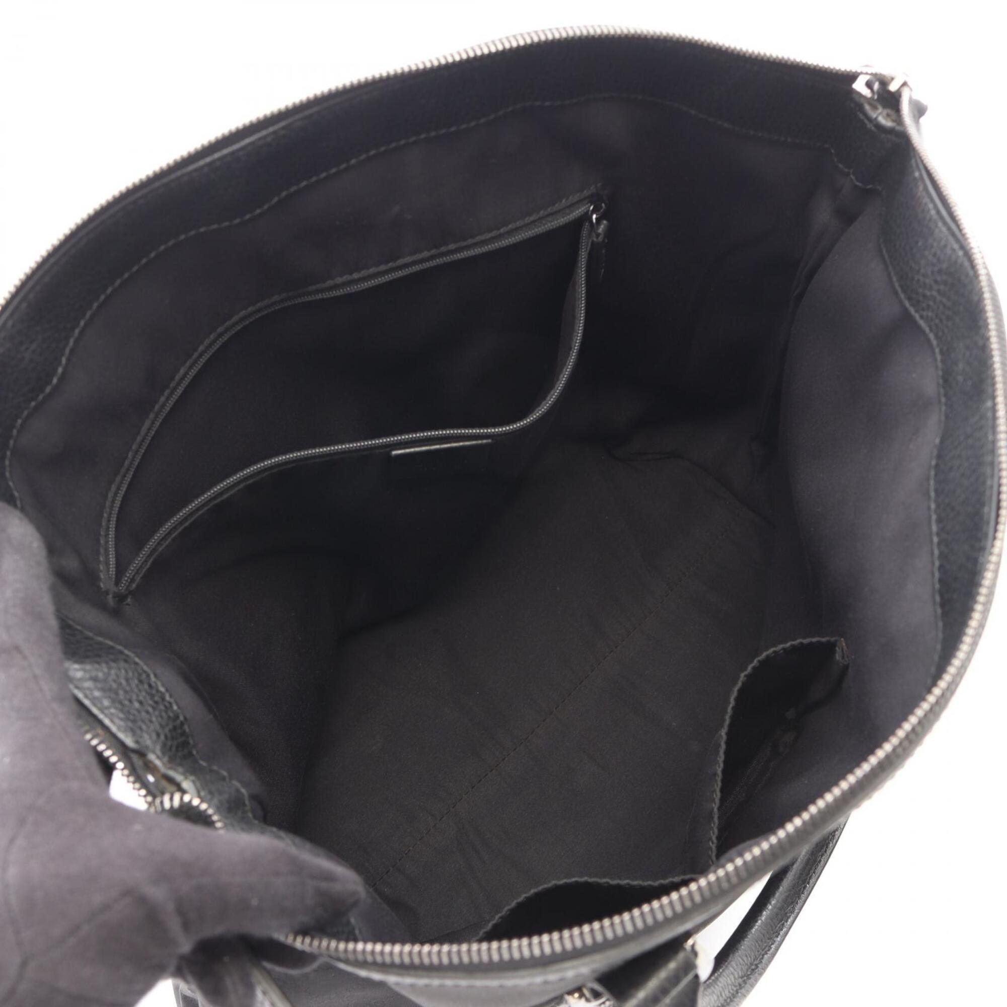 Gucci Black Leather Nylon Canvas Handbag Tote Bag (Pre-Owned)