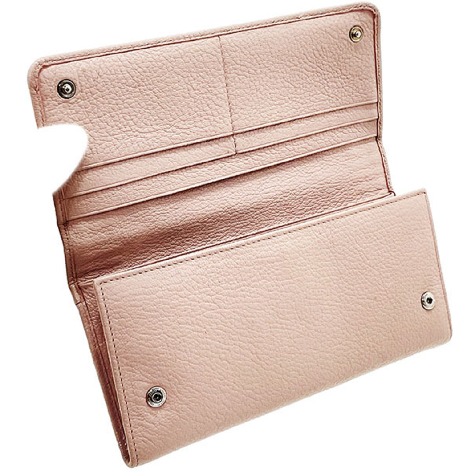 Miu Miu Beige Pink Pink Leather Long Wallet (Bi-Fold) (Pre-Owned)