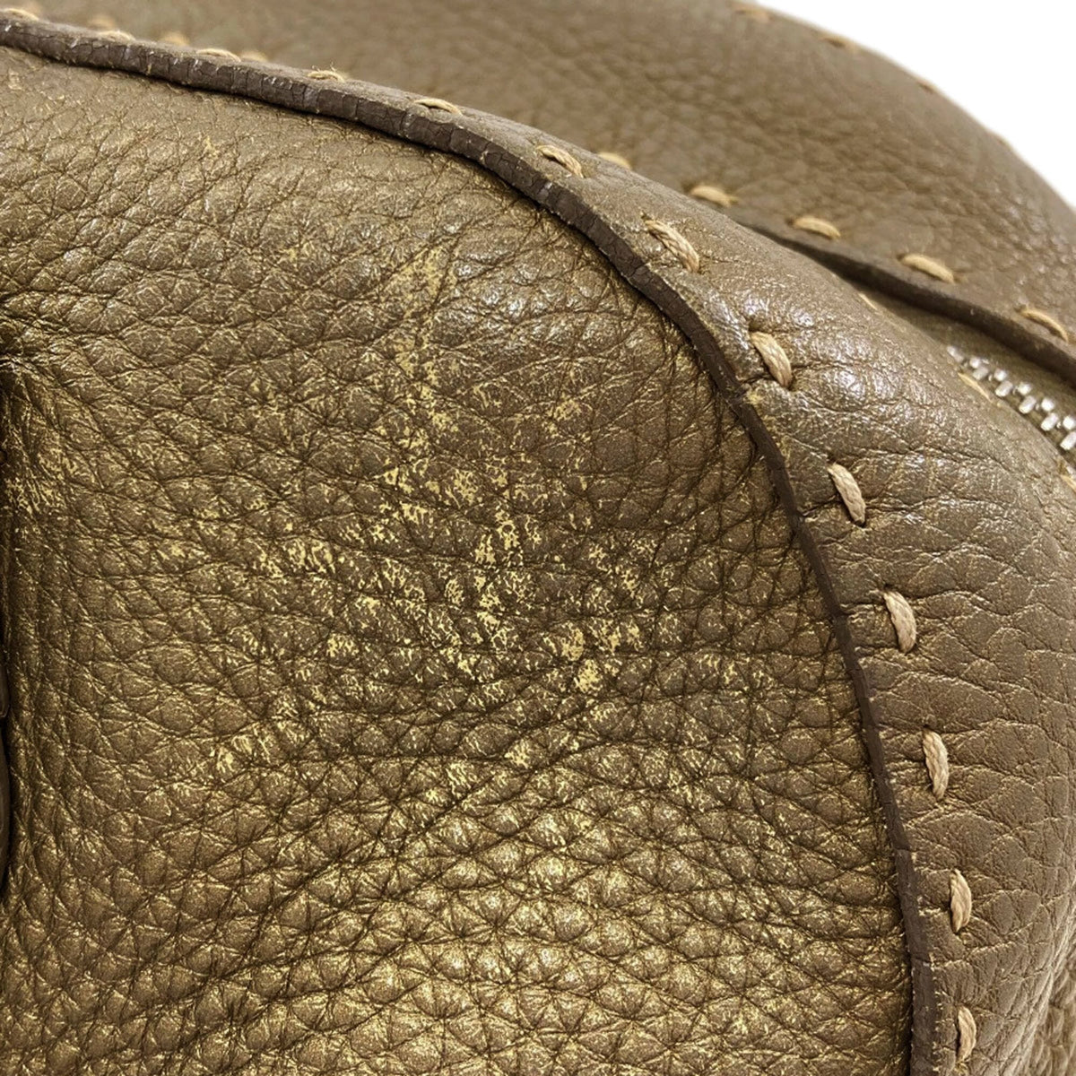 Fendi Selleria Khaki Leather Handbag (Pre-Owned)