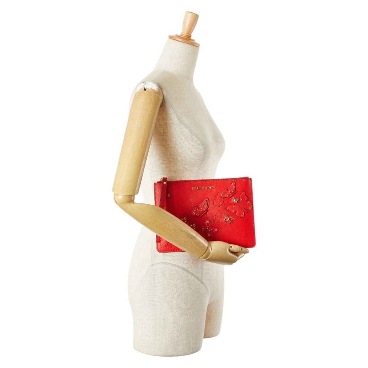 Michael Kors Red Color Leather Clutch Bag (Pre-Owned)