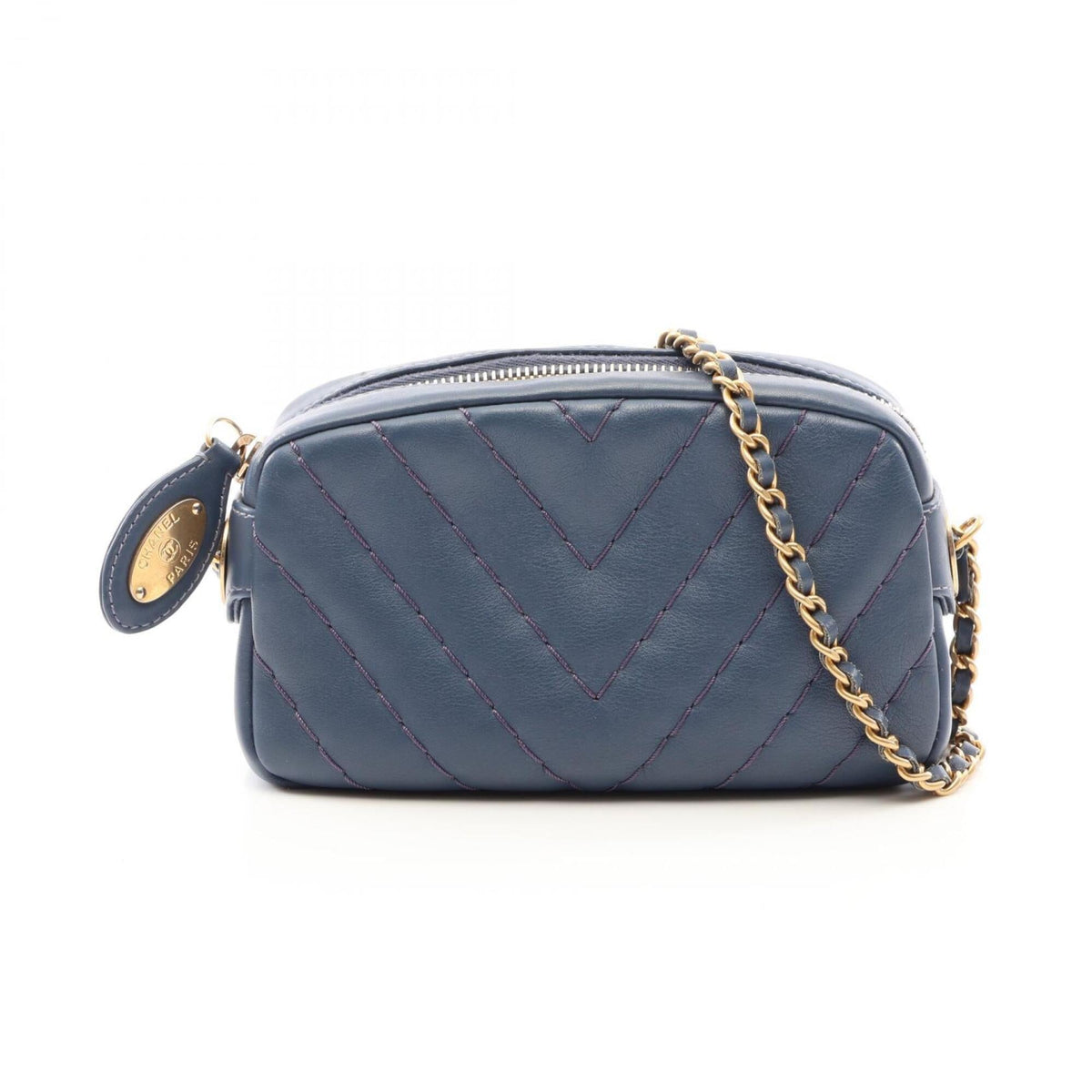 Chanel Blue Leather Handbag Shoulder Bag (Pre-Owned)
