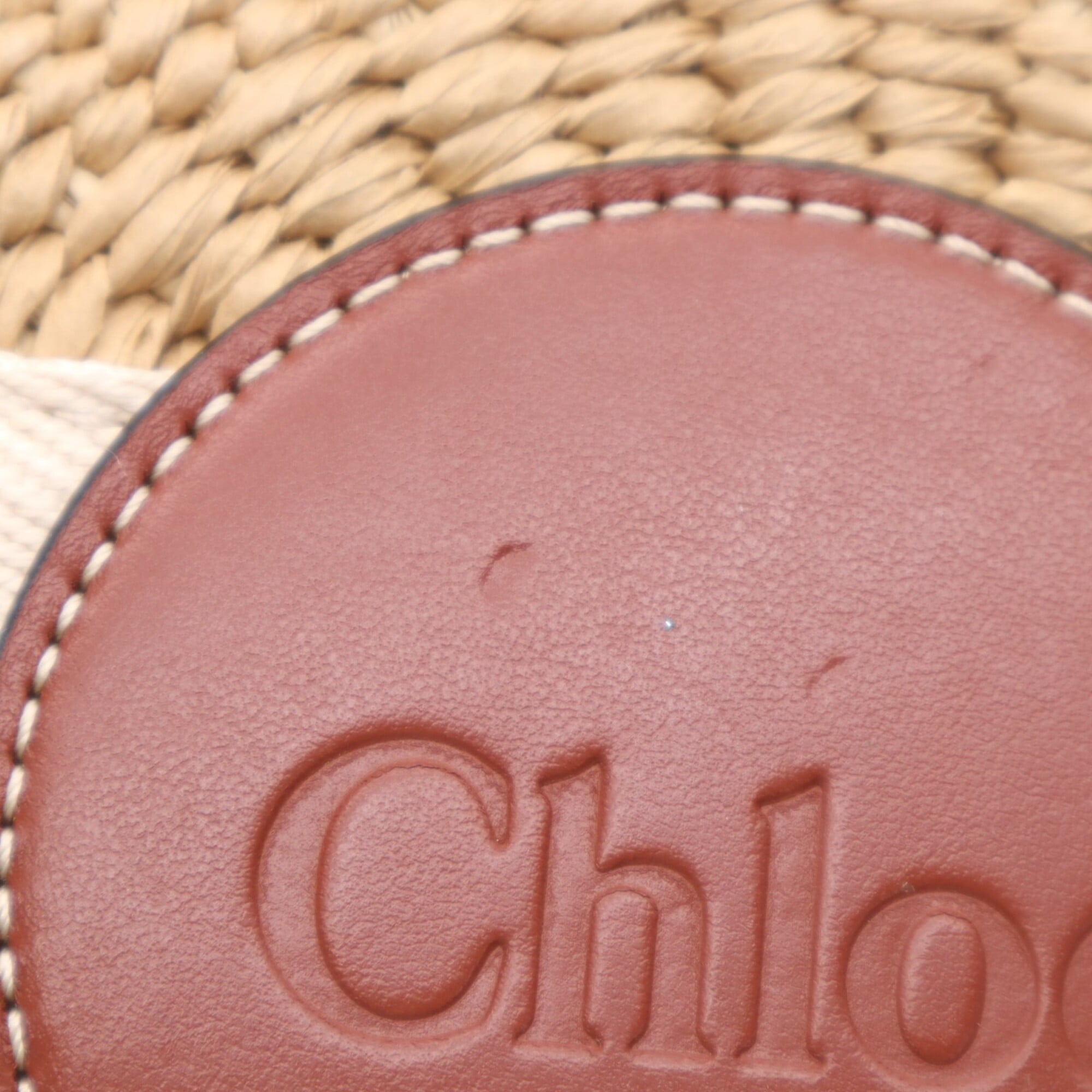 Chloé Beige Brown Raffia Linen Basket Shoulder Bag (Pre-Owned)