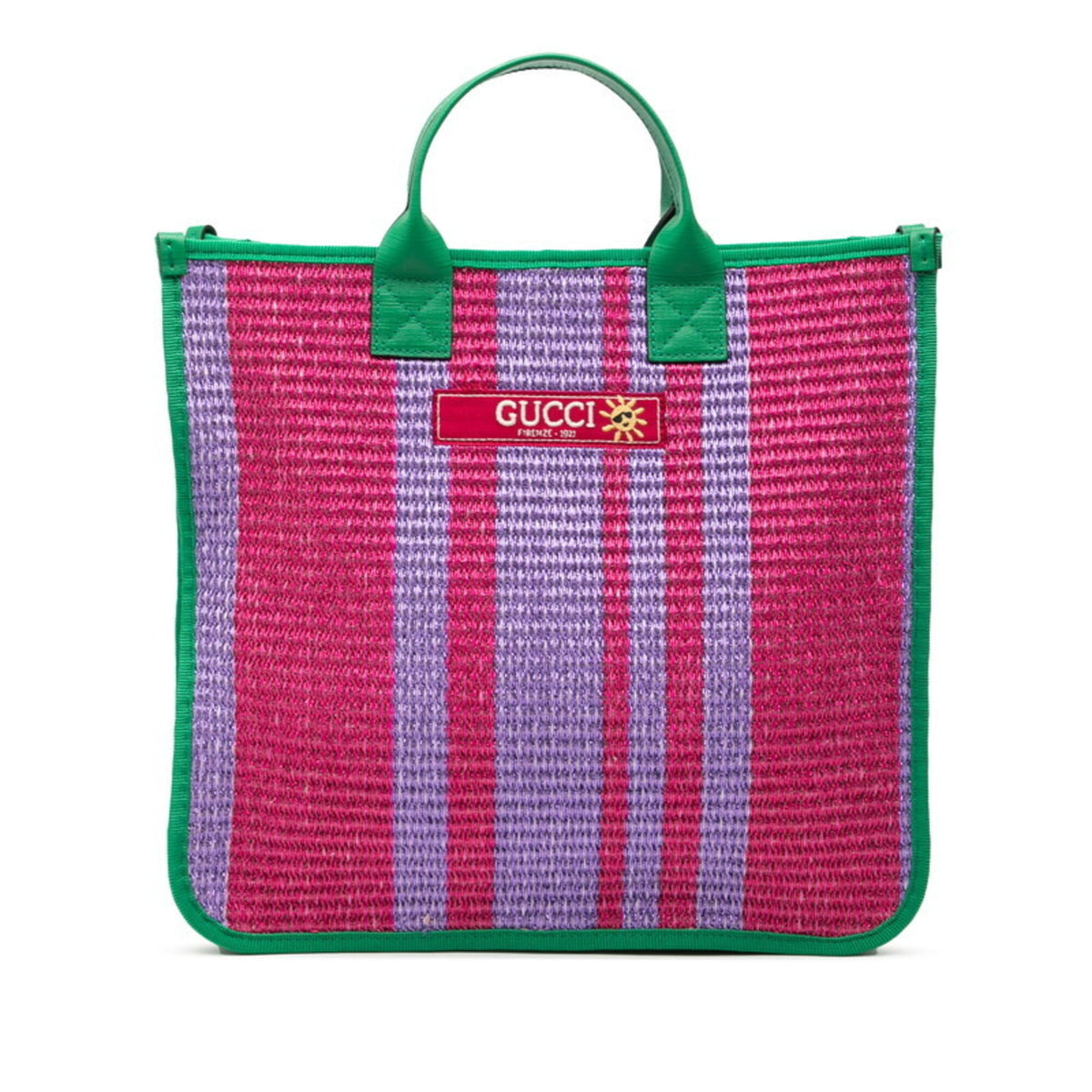 Gucci Green Purple Fabric Handbag Tote Bag (Pre-Owned)