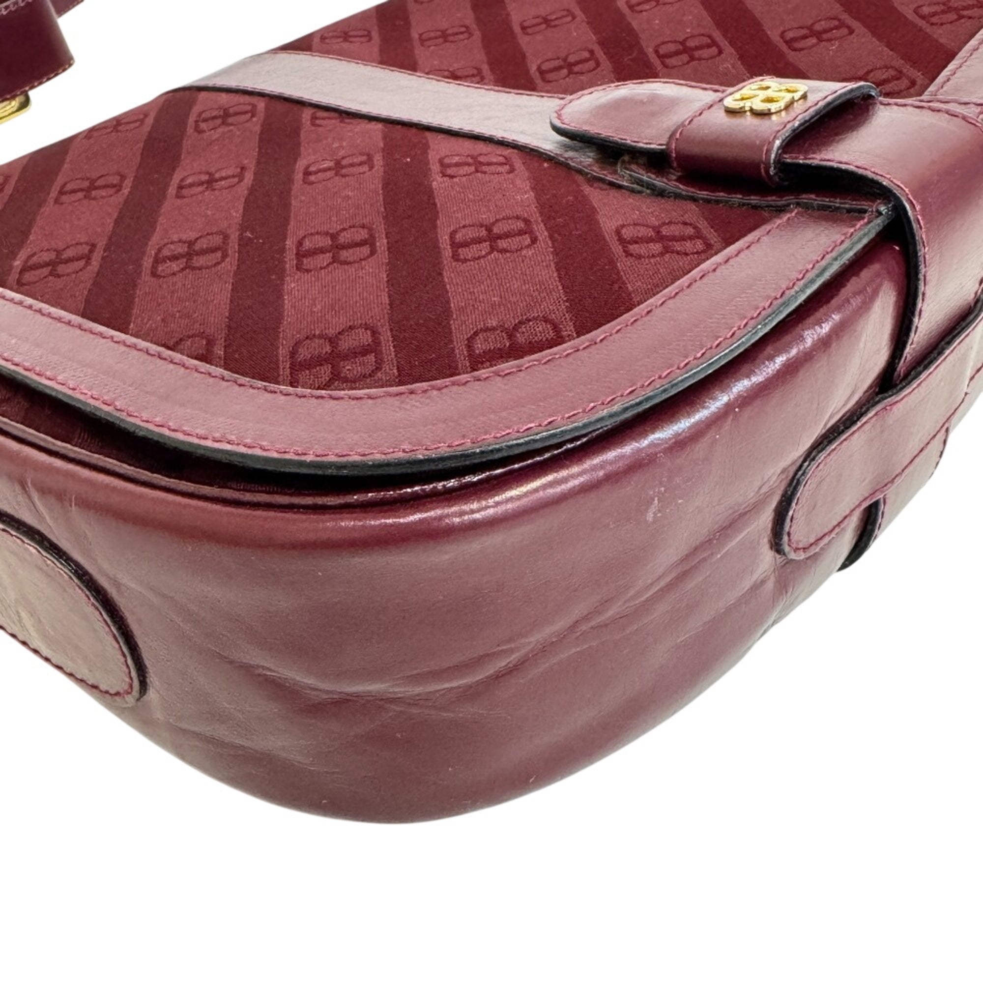 Balenciaga Bordeaux Canvas Leather Shoulder Bag (Pre-Owned)