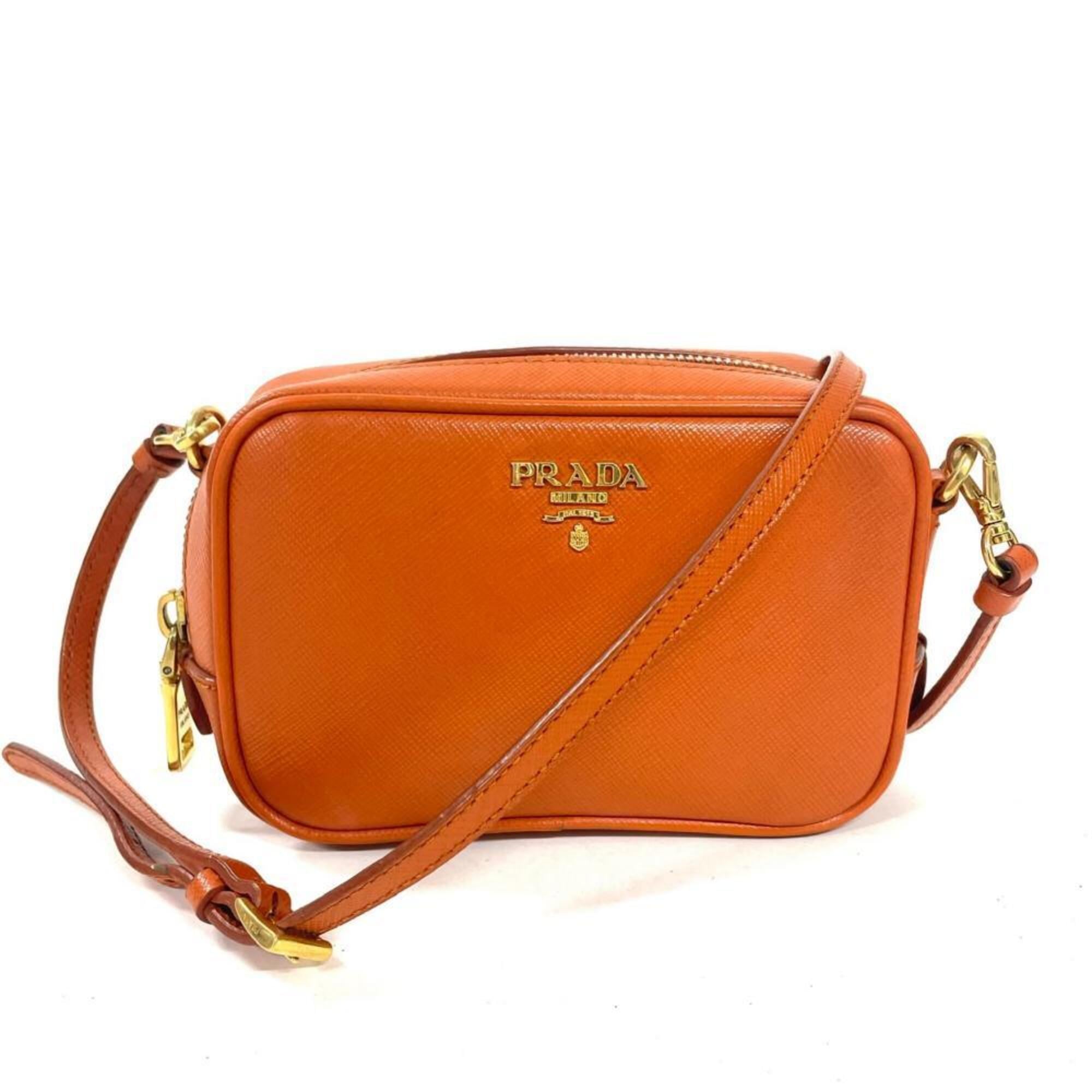 Prada Orange Saffiano Triangle Shoulder Bag (Pre-Owned)