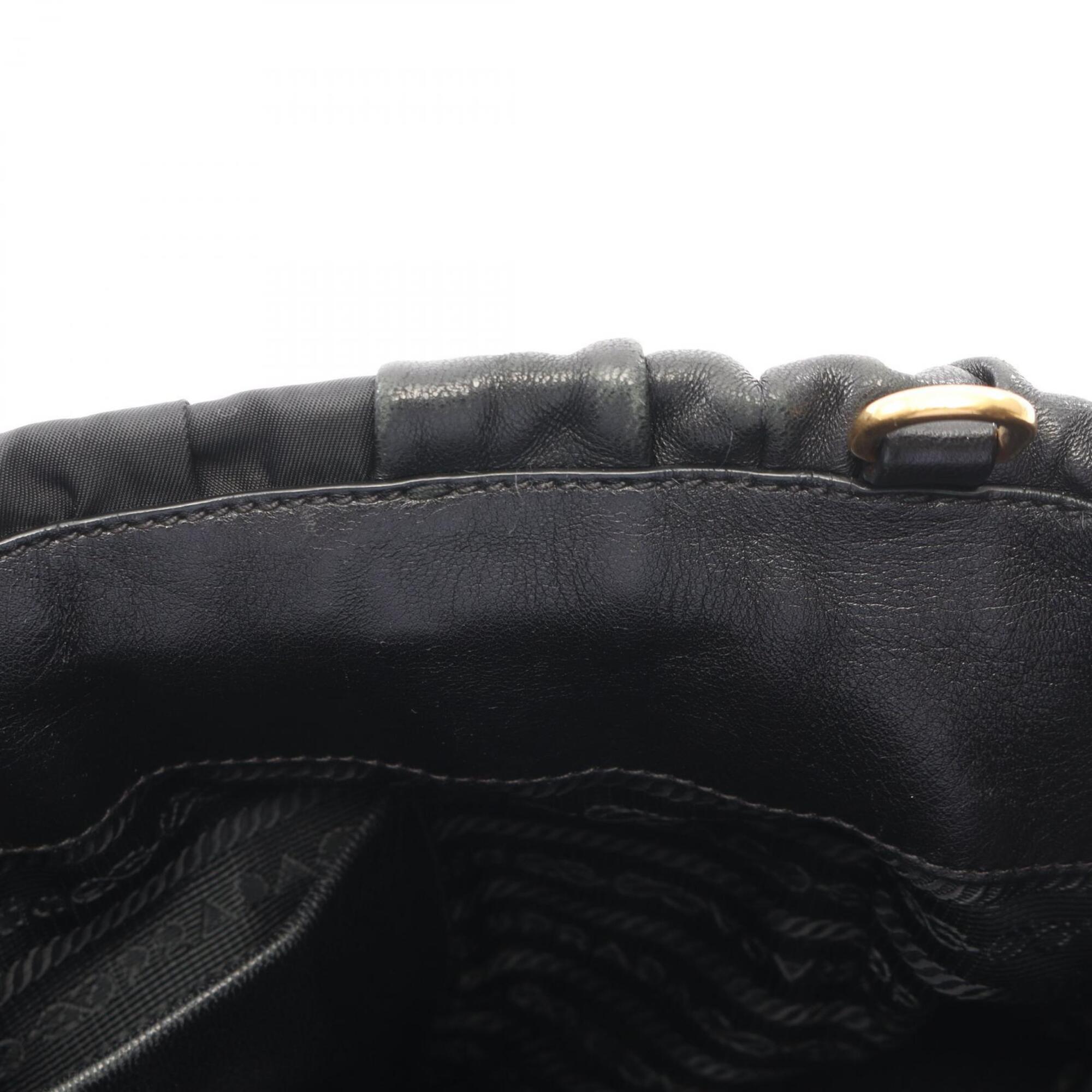 Prada Black Nylon Leather Handbag Tote Bag (Pre-Owned)