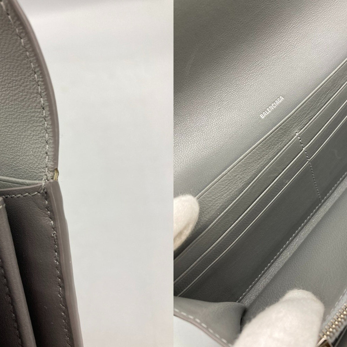 Balenciaga Gray Leather Long Wallet (Bi-Fold) (Pre-Owned)