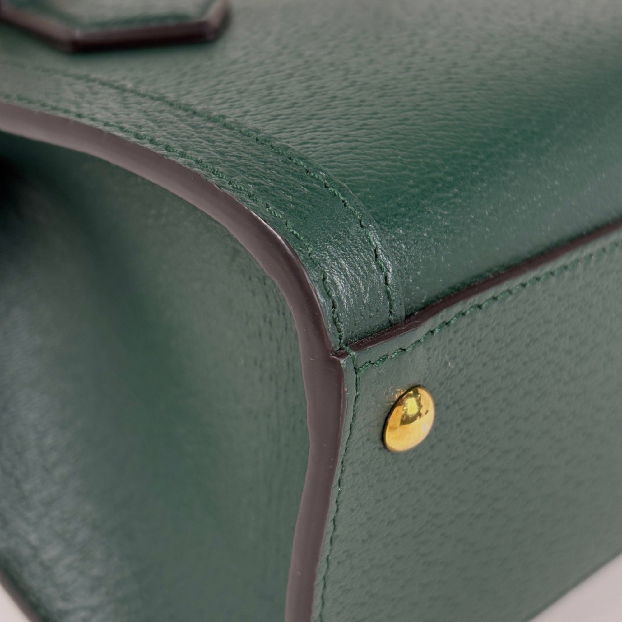 Gucci Bamboo Green Leather Tote Bag (Pre-Owned)
