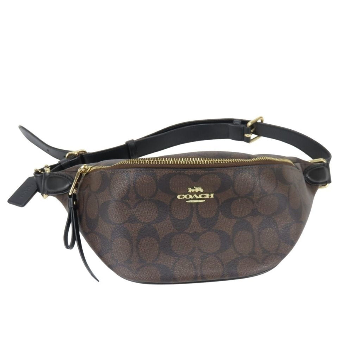 Coach Signature Black Brown Signature Line Sling Bag (Pre-Owned)