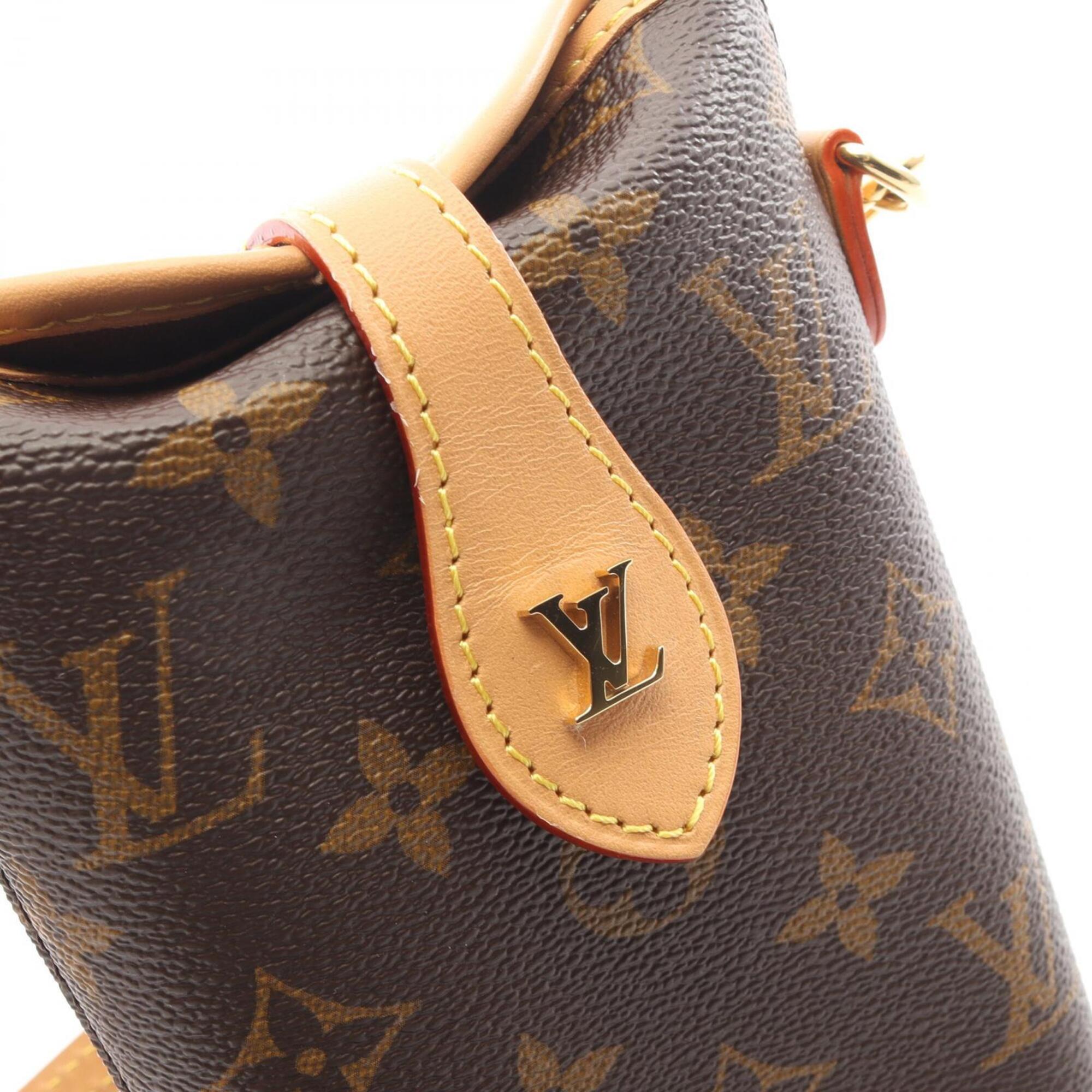 Louis Vuitton Brown Coated Canvas Leather Handbag Shoulder Bag (Pre-Owned)