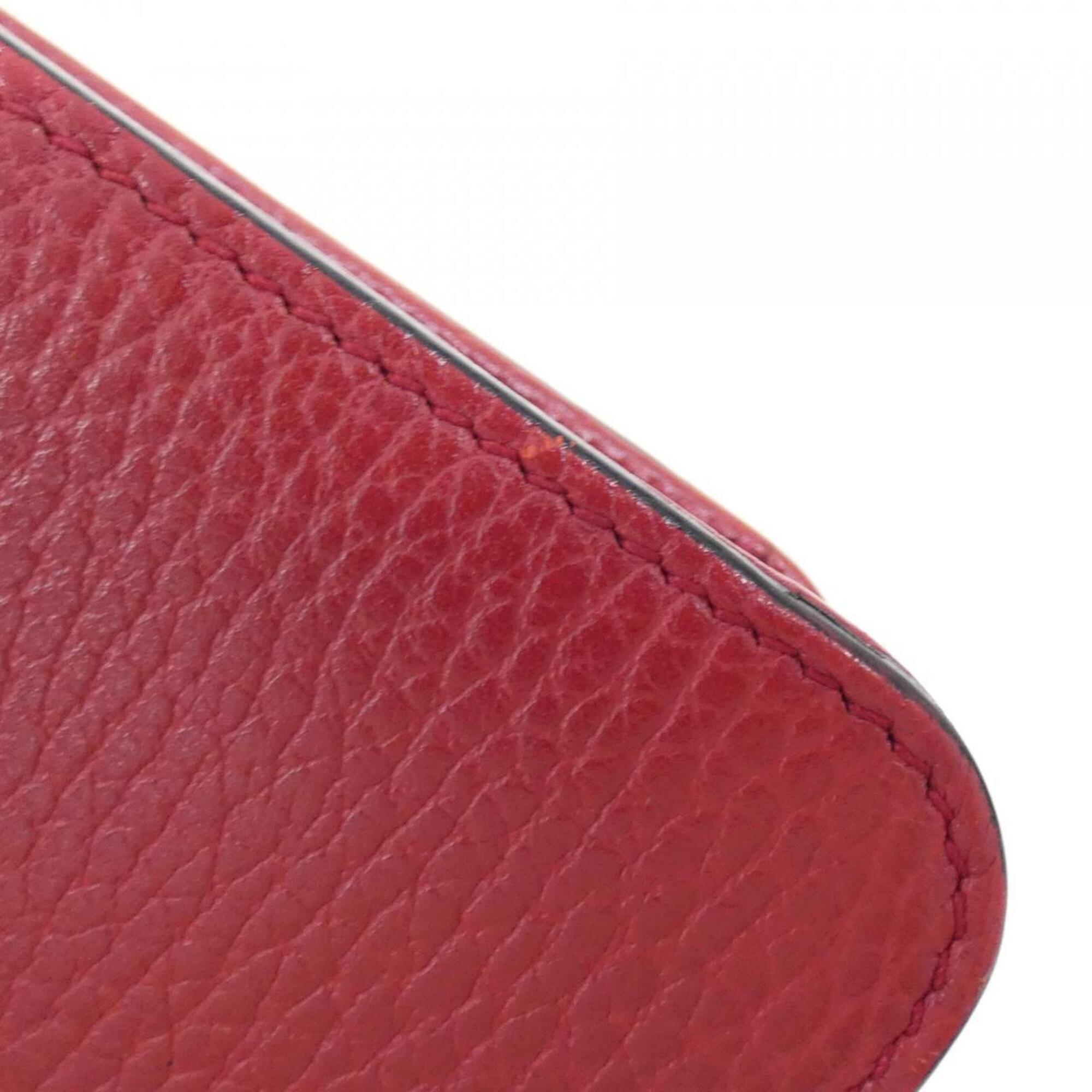 Gucci Red Color Leather Shoulder Bag (Pre-Owned)