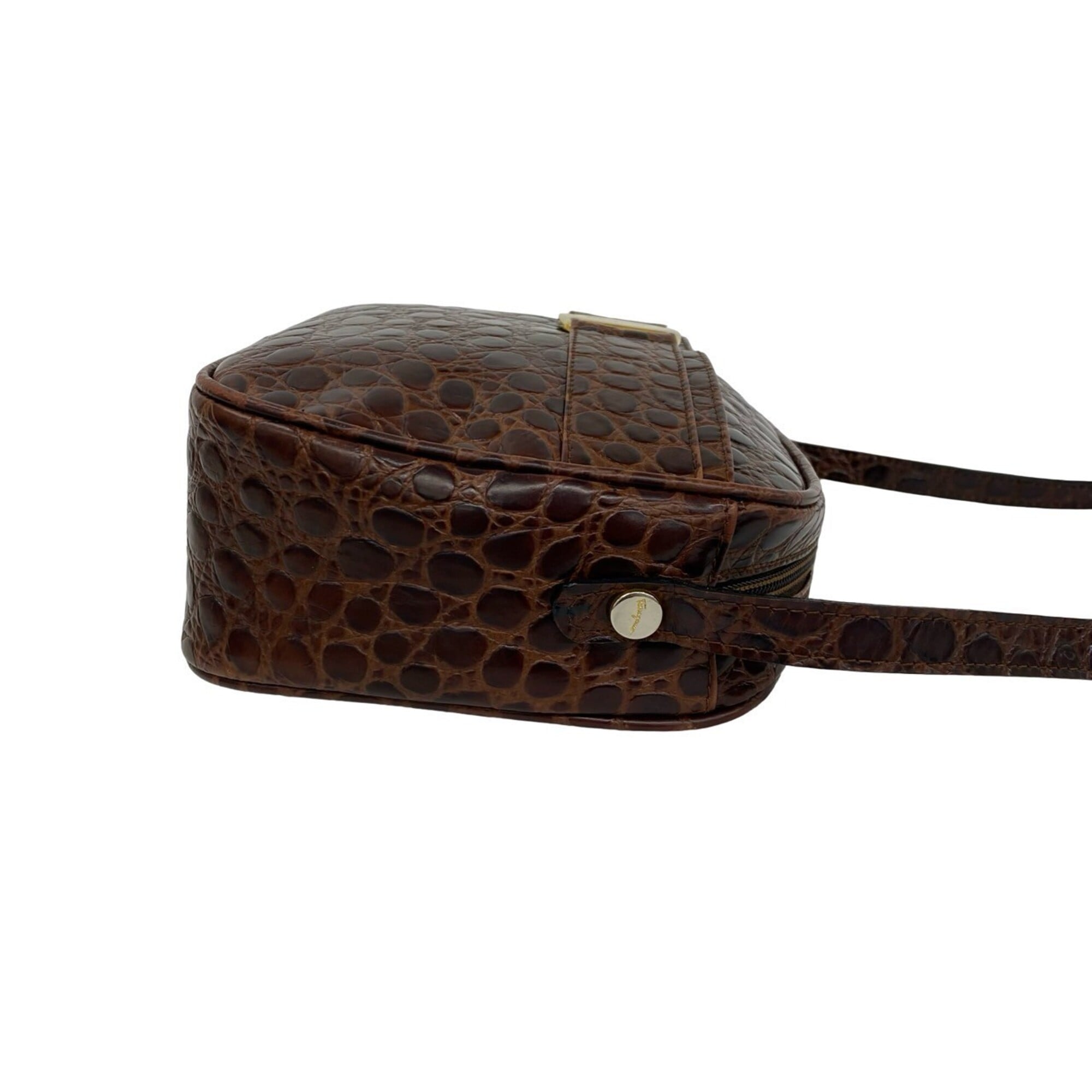 Salvatore Ferragamo Brown Leather Pochette Shoulder Bag (Pre-Owned)