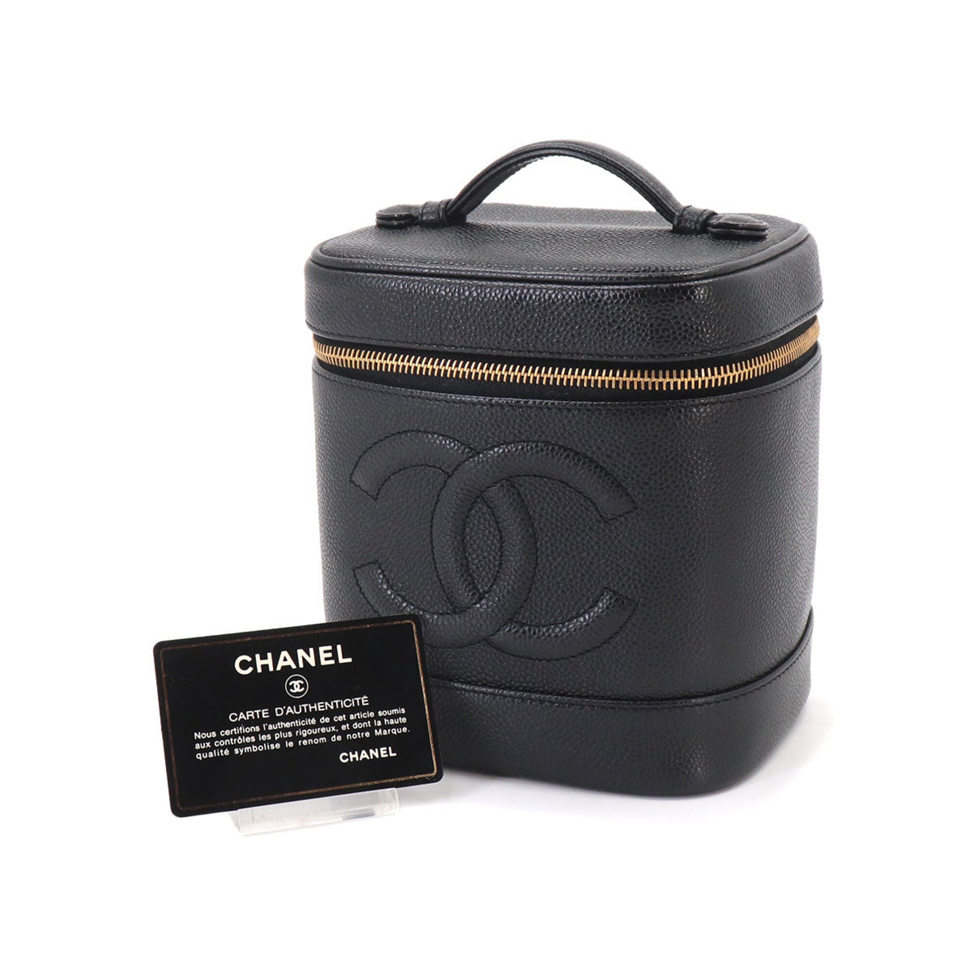 Chanel Black Grained Calfskin Handbag Vanity Bag (Pre-Owned)