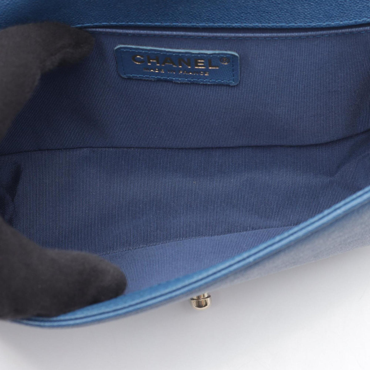 Chanel Blue Grained Calfskin Handbag Shoulder Bag (Pre-Owned)