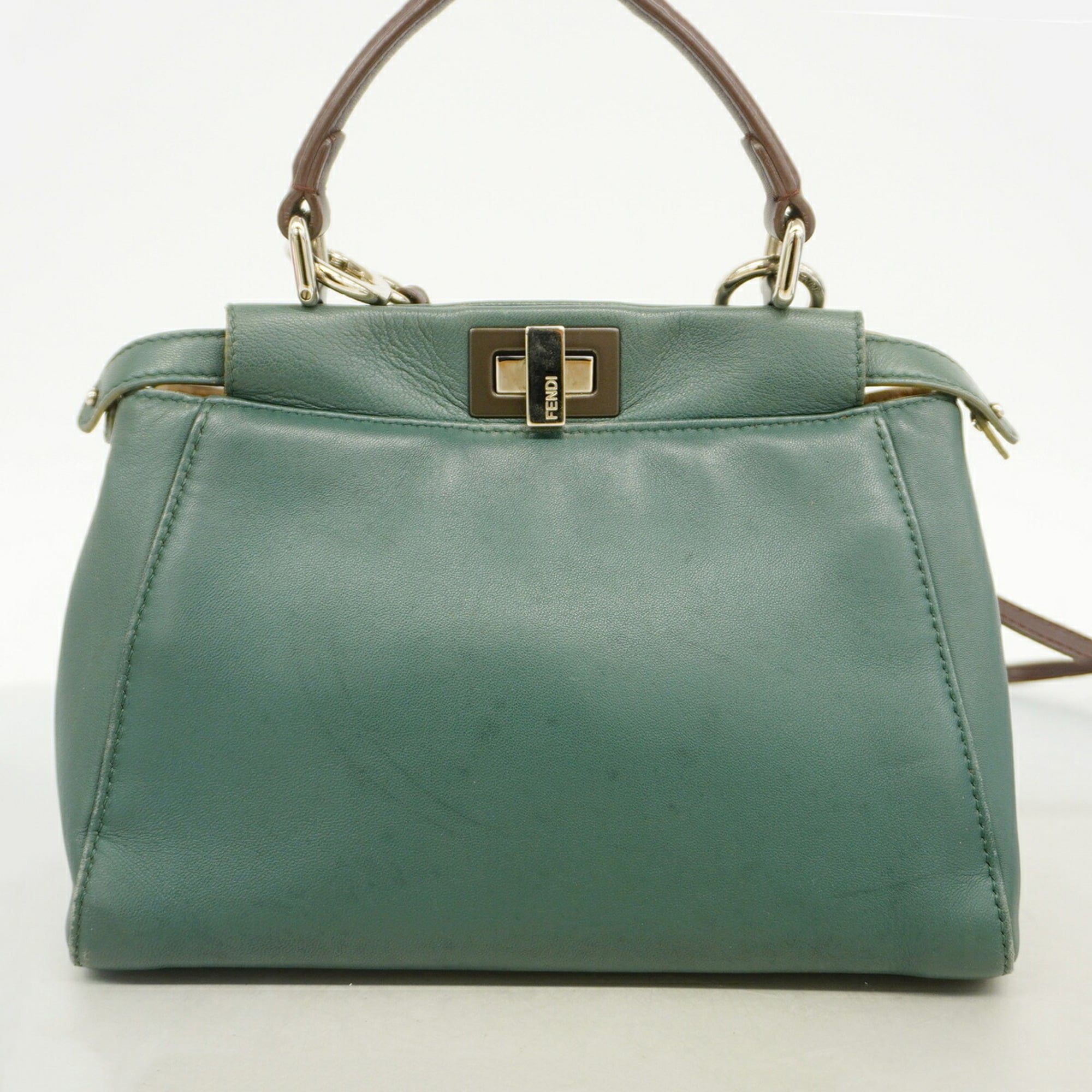 Fendi Moss Green Leather Handbag (Pre-Owned)