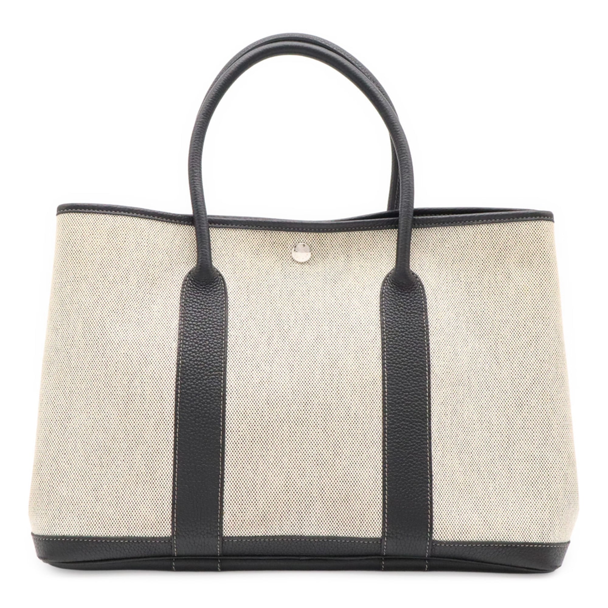 Hermes Garden Black Gray Toile H Handbag Tote Bag (Pre-Owned)