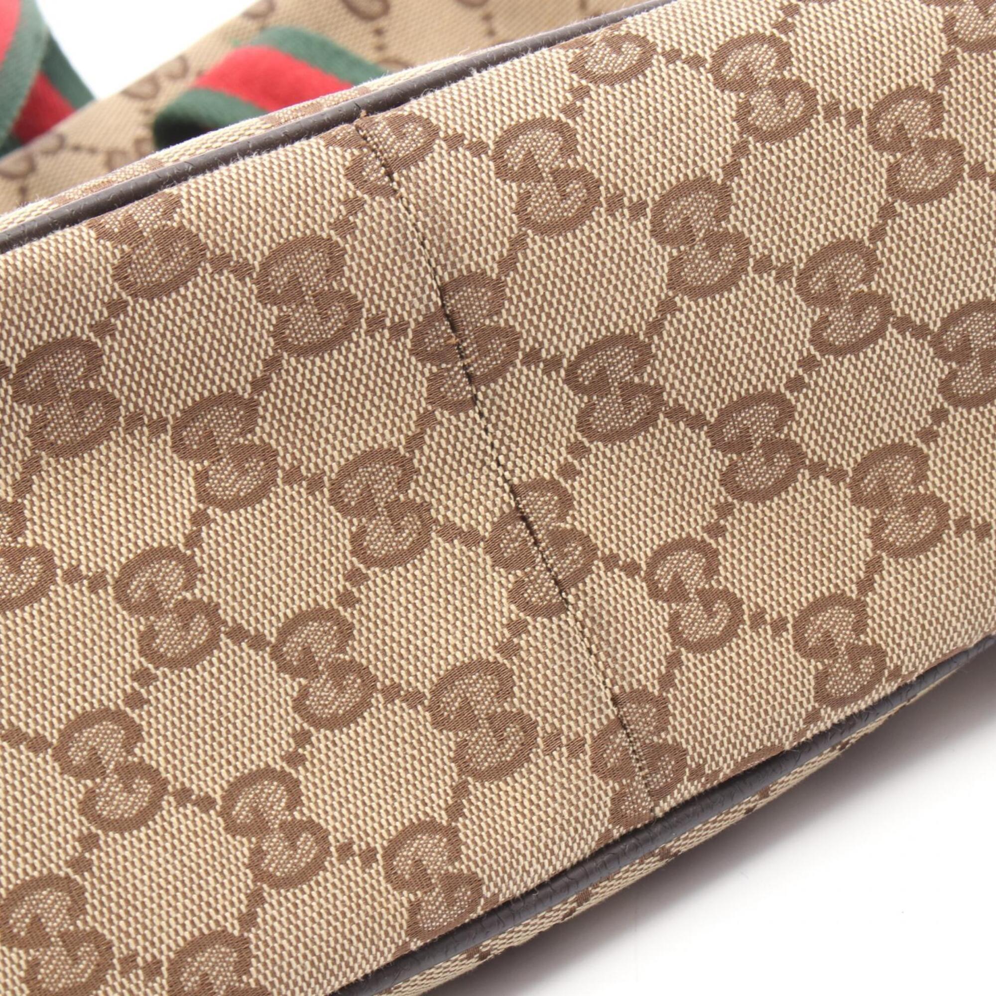 Gucci Beige Brown Multi-Color Canvas Leather Tote Bag (Pre-Owned)