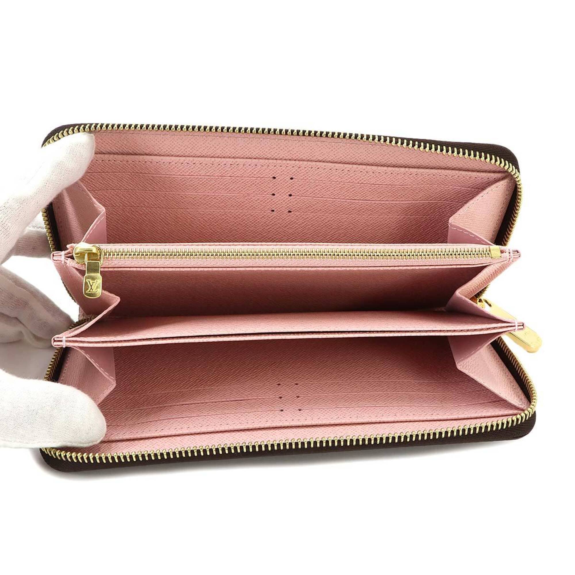 Louis Vuitton Damier Canvas Ebene Rose Ballerine Damier Canvas Long Wallet (Bi-Fold) (Pre-Owned)