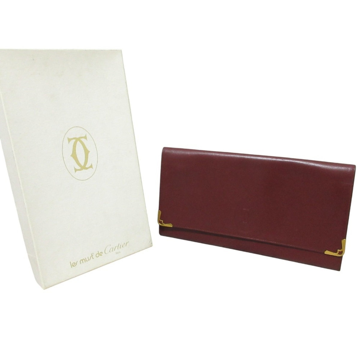 Cartier Bordeaux Leather Clutch Bag (Pre-Owned)