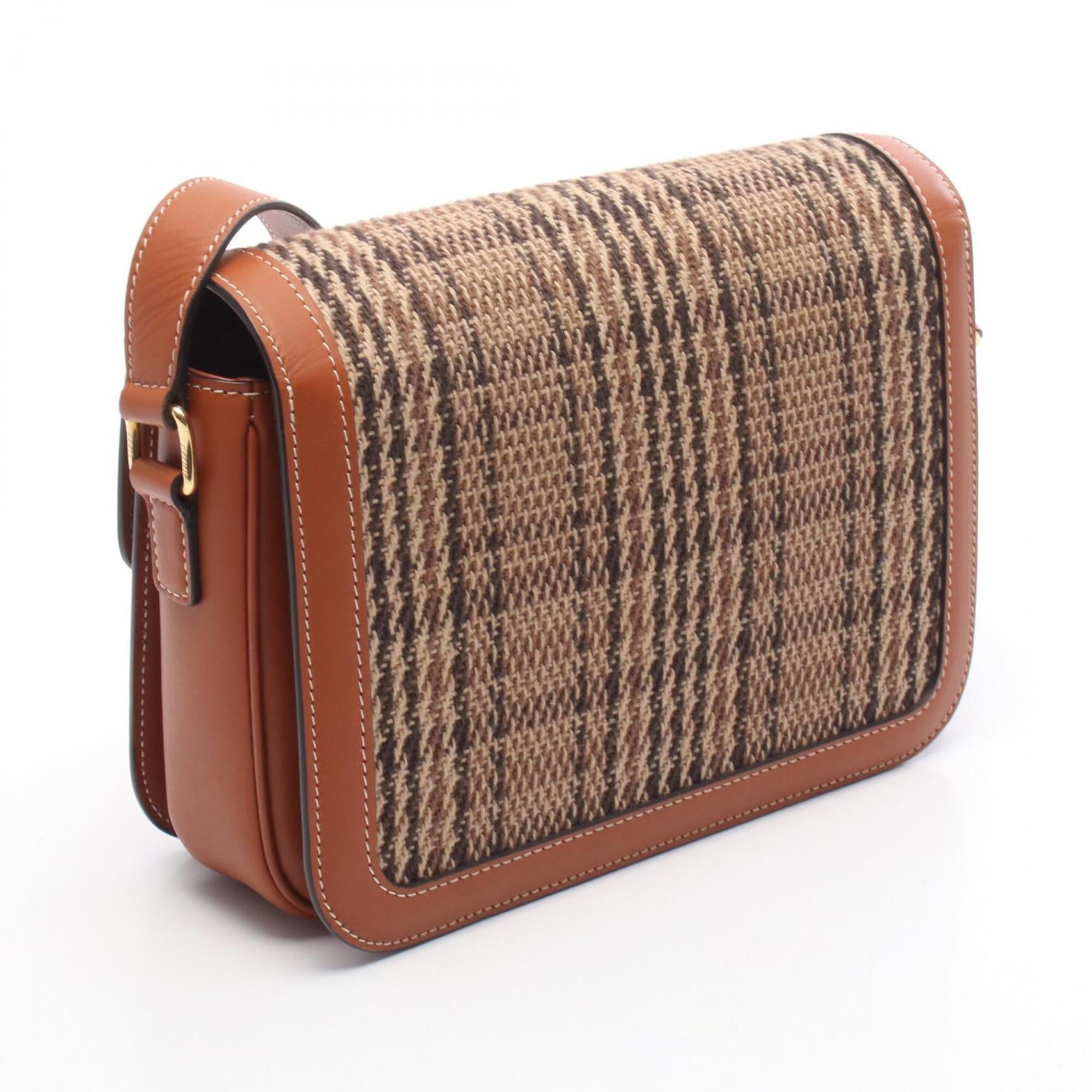 Celine Brown Fabric Leather Handbag Shoulder Bag (Pre-Owned)