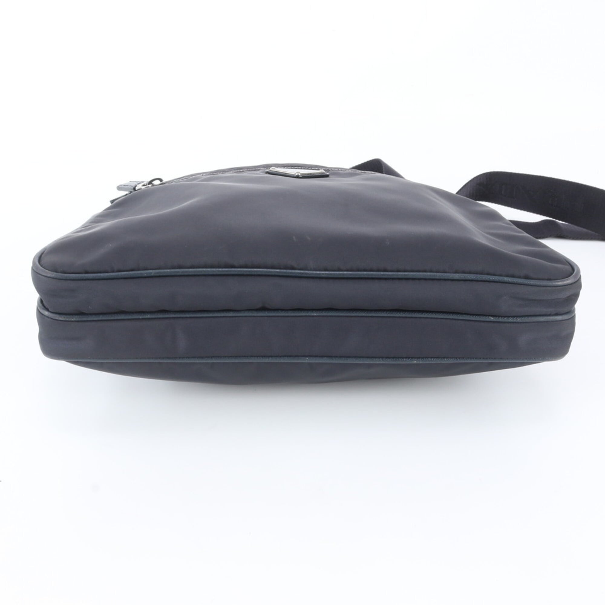 Prada Saffiano Navy Nylon Leather Shoulder Bag (Pre-Owned)