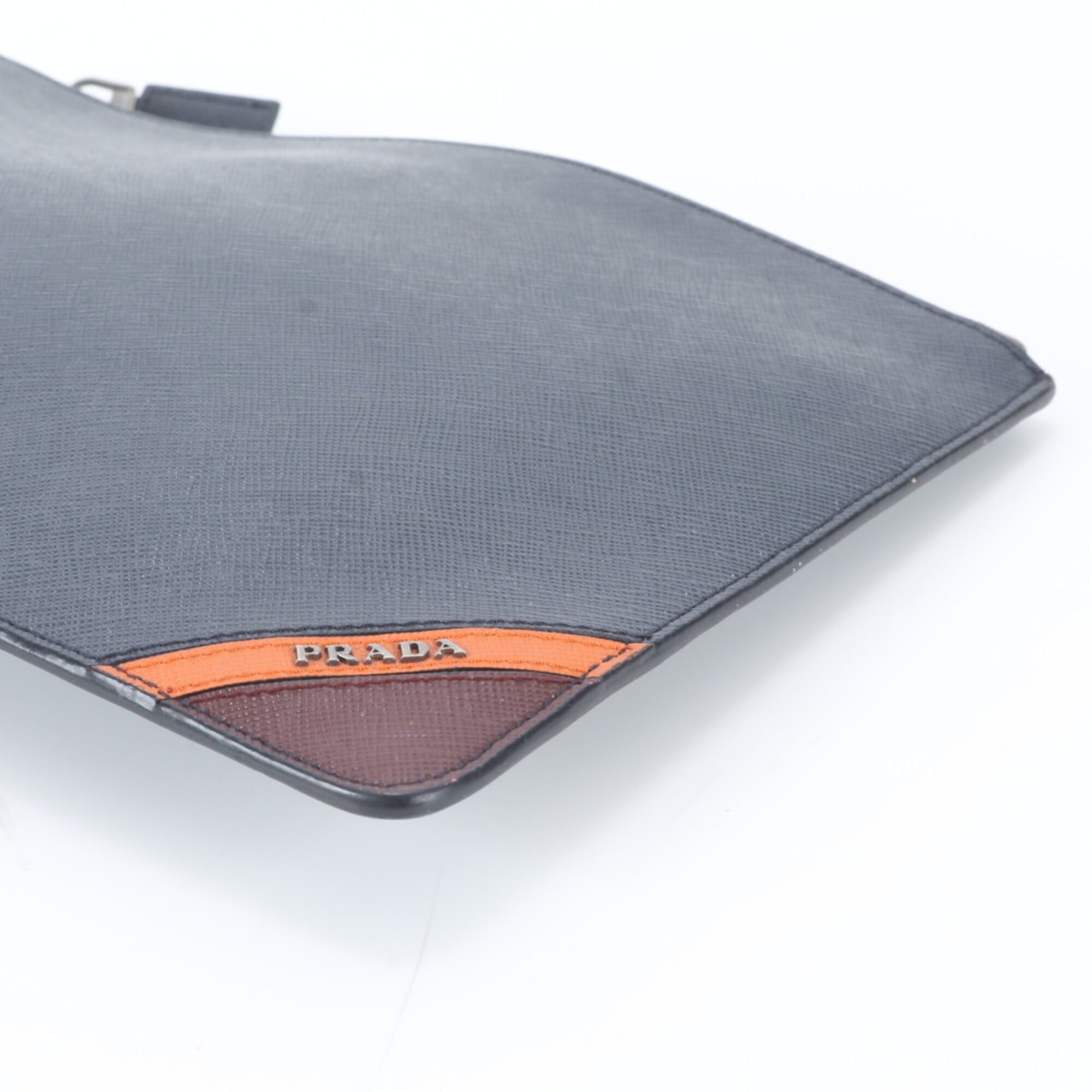 Prada Navy Leather Clutch Bag (Pre-Owned)