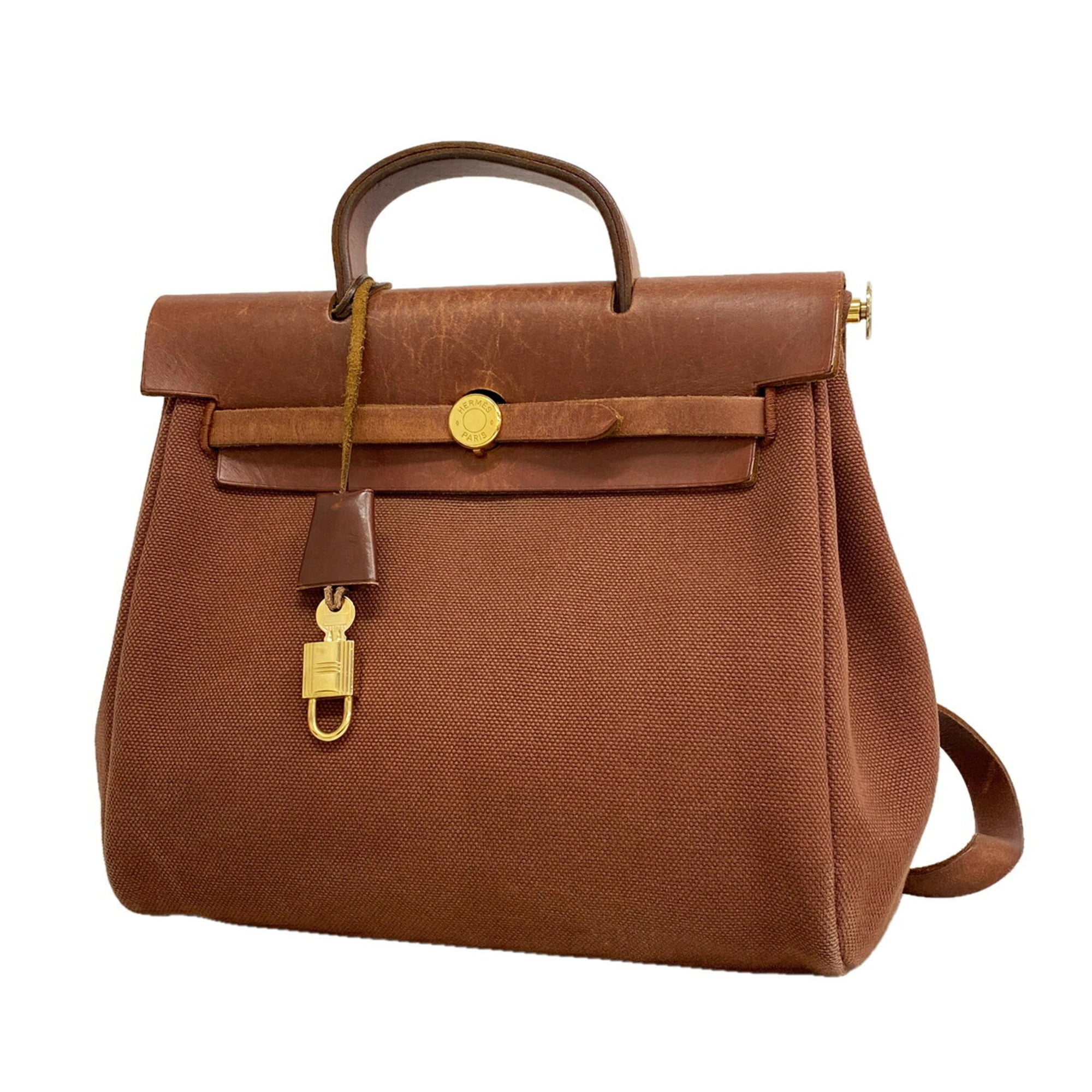 Hermes Brown Toile Officier Backpack (Pre-Owned)