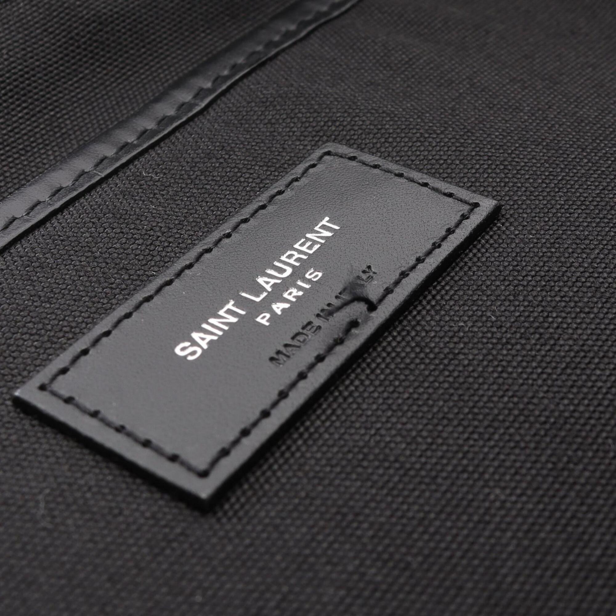 Saint Laurent Black Canvas Leather Backpack Handbag (Pre-Owned)