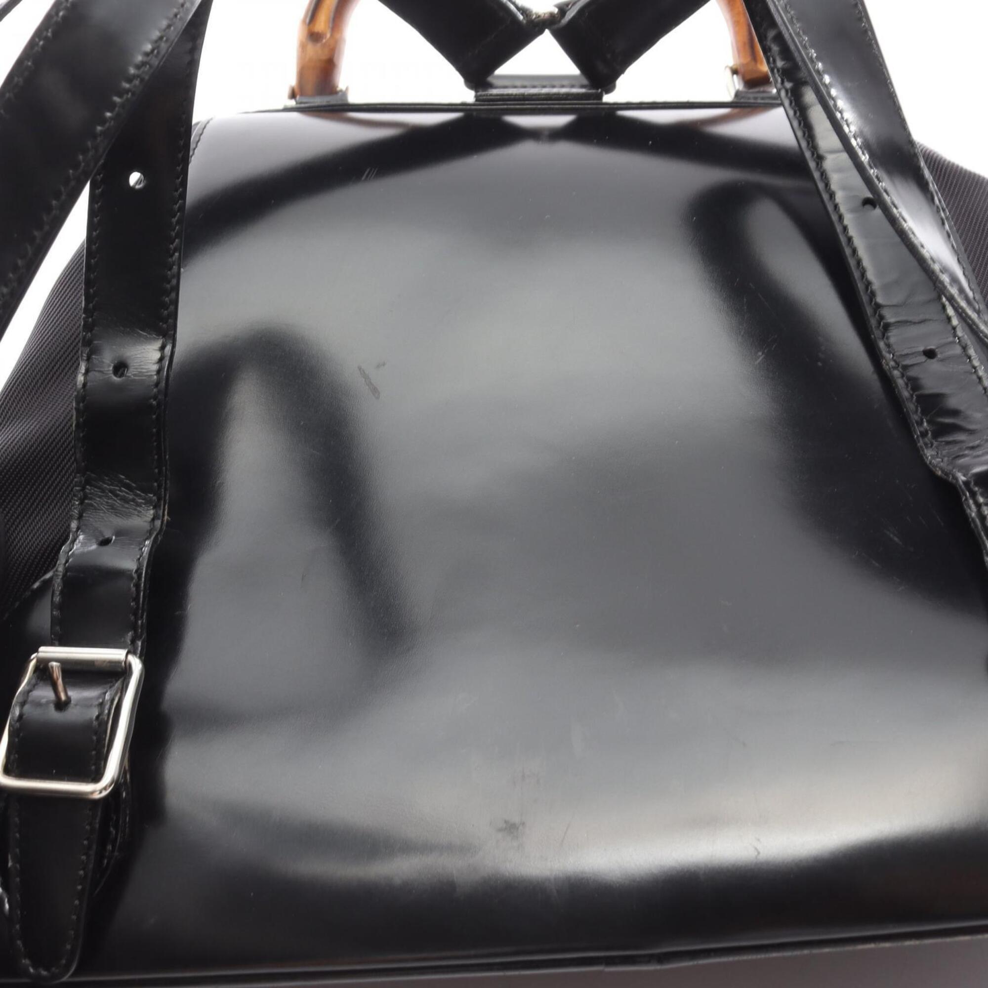 Gucci Black Nylon Leather Backpack Handbag (Pre-Owned)