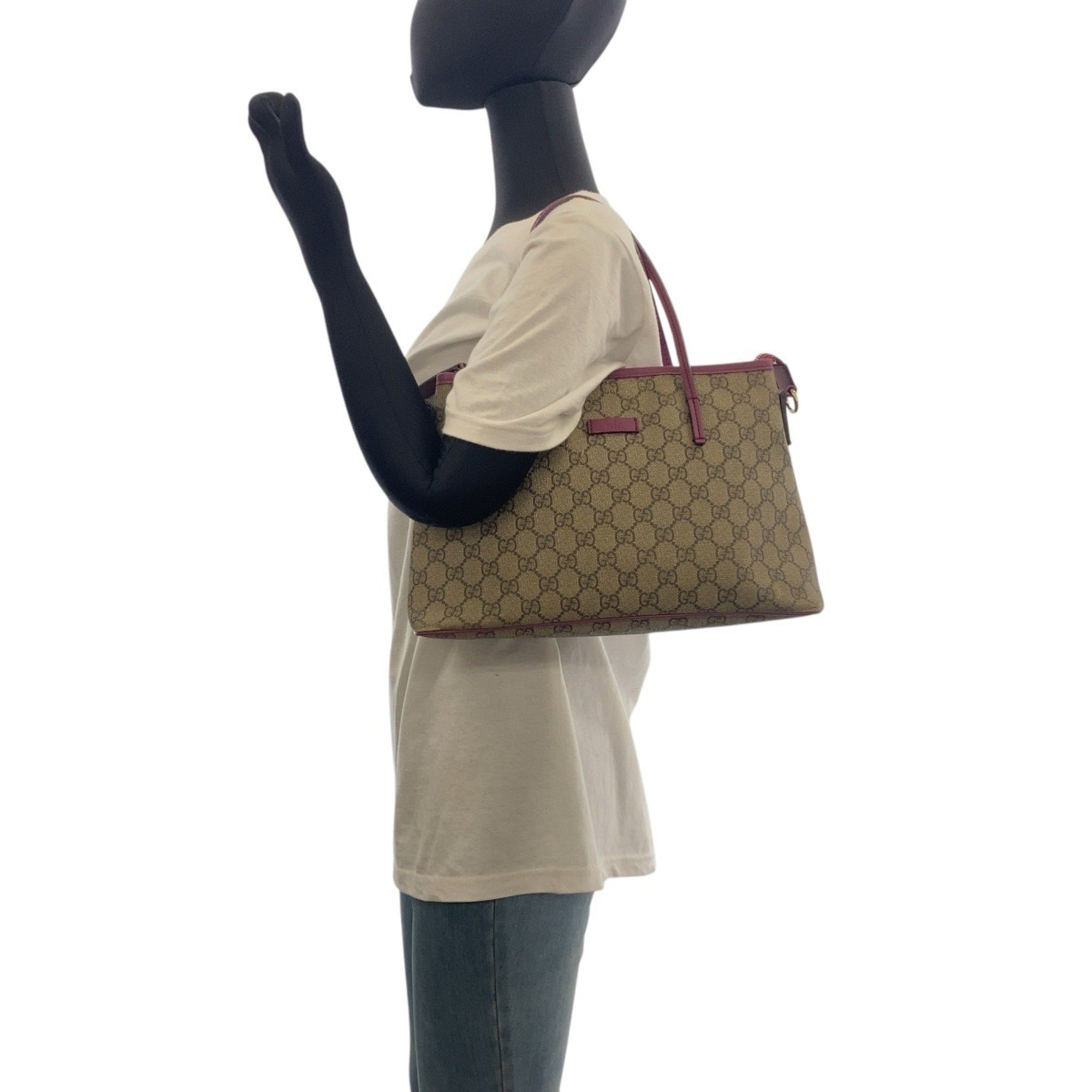Gucci Beige Purple Gg Supreme Leather Handbag Shoulder Bag (Pre-Owned)