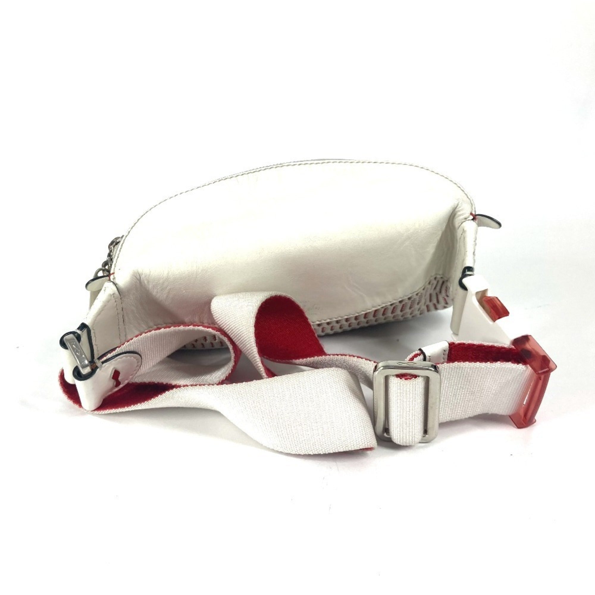 Christian Louboutin Red Color White Leather Shoulder Bag Sling Bag (Pre-Owned)