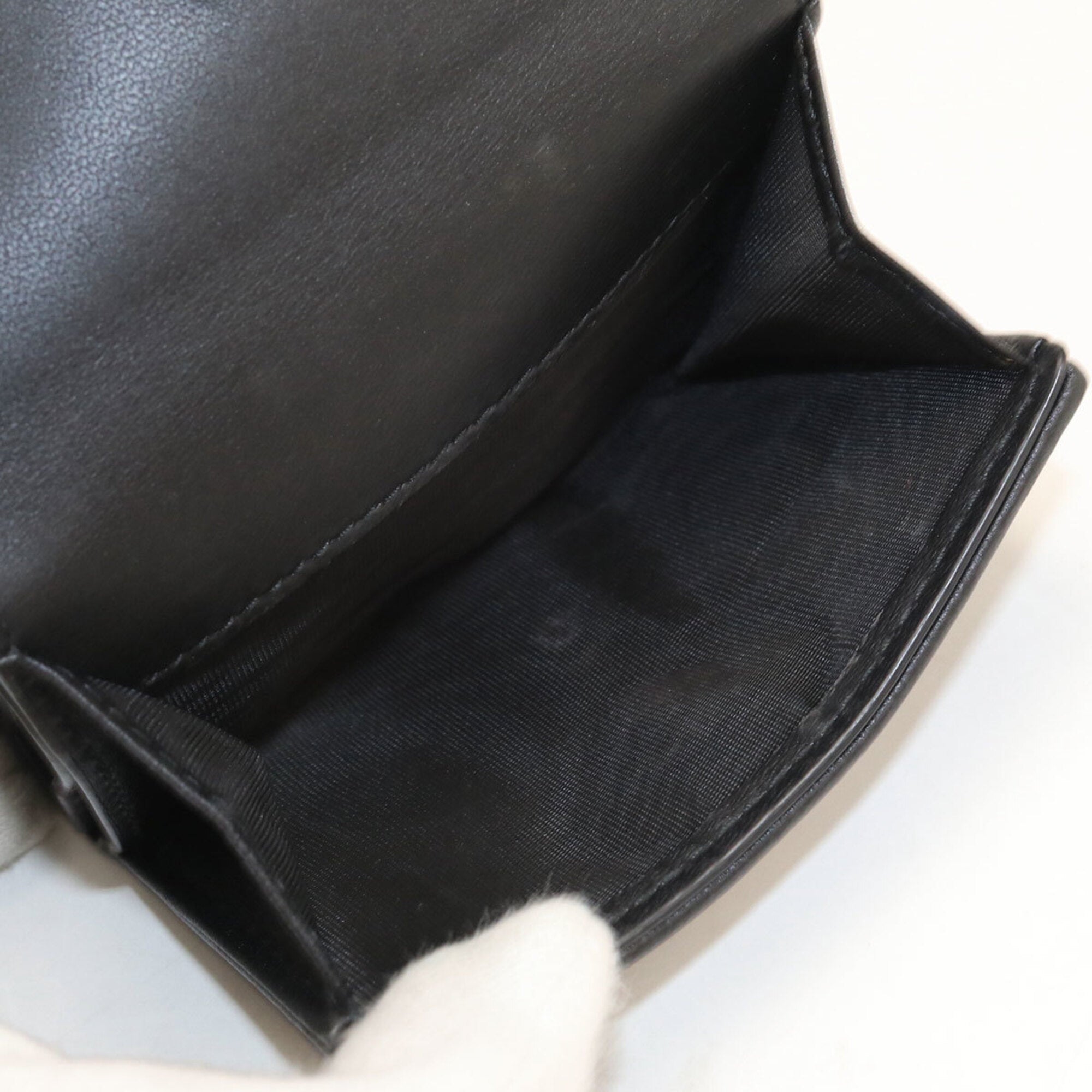 Christian Dior Black Leather Wallet (Tri-Fold) (Pre-Owned)