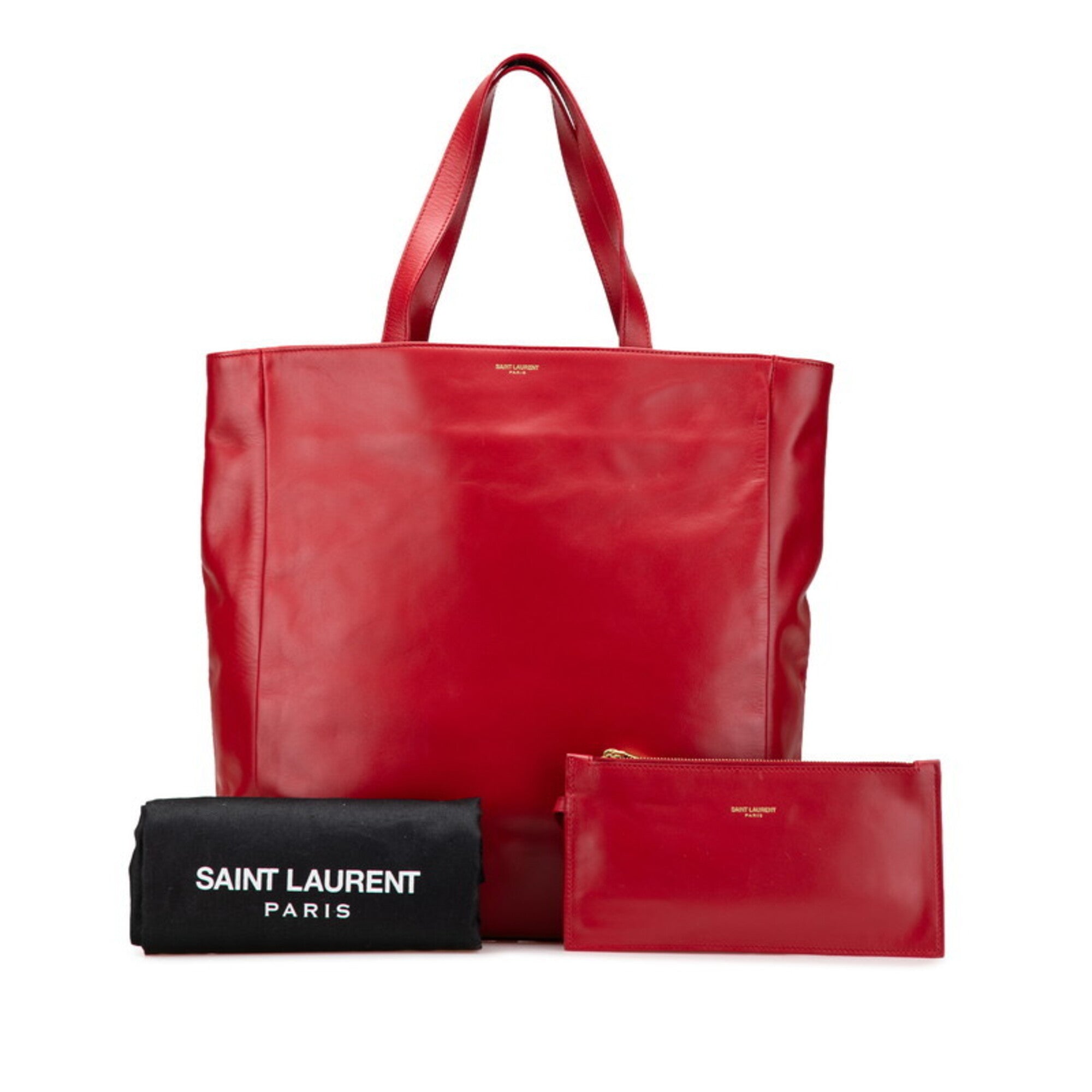 Saint Laurent Red Color Suede Leather Tote Bag (Pre-Owned)