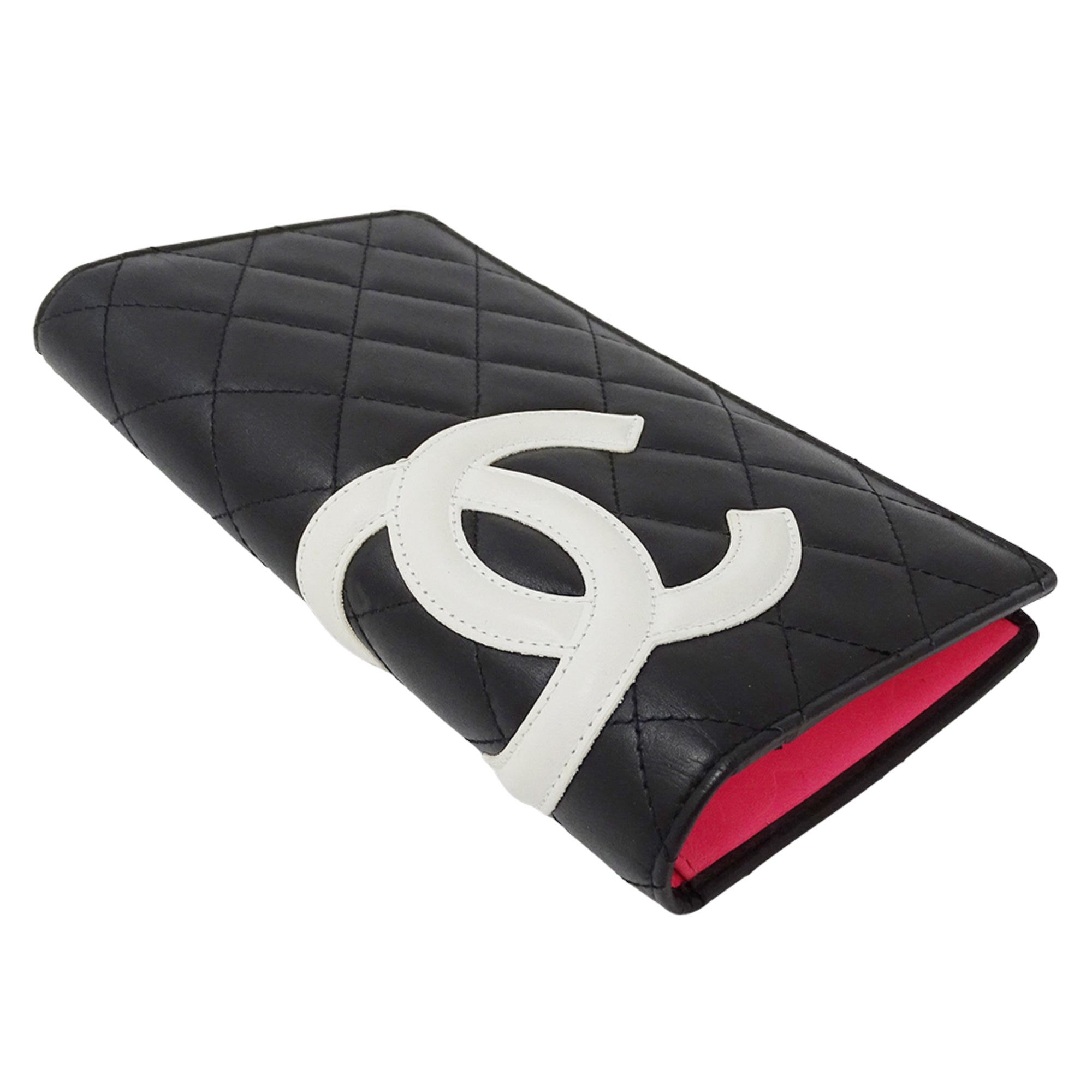 Chanel Cambon Black Leather Long Wallet (Bi-Fold) (Pre-Owned)