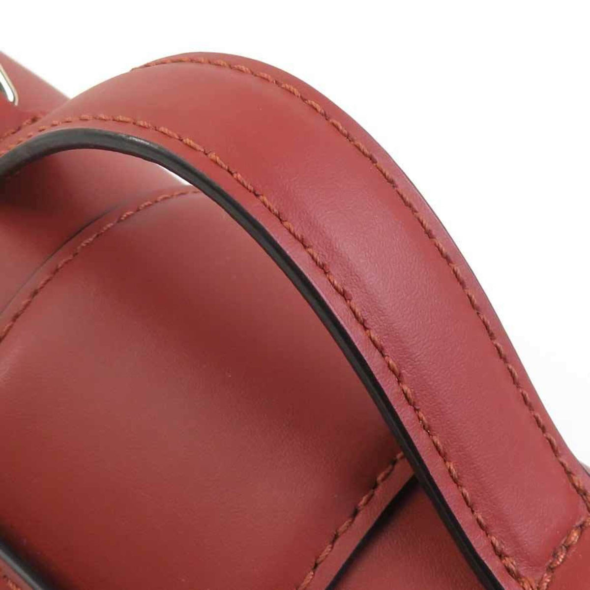 Longchamp Red Brown Leather Shoulder Bag (Pre-Owned)