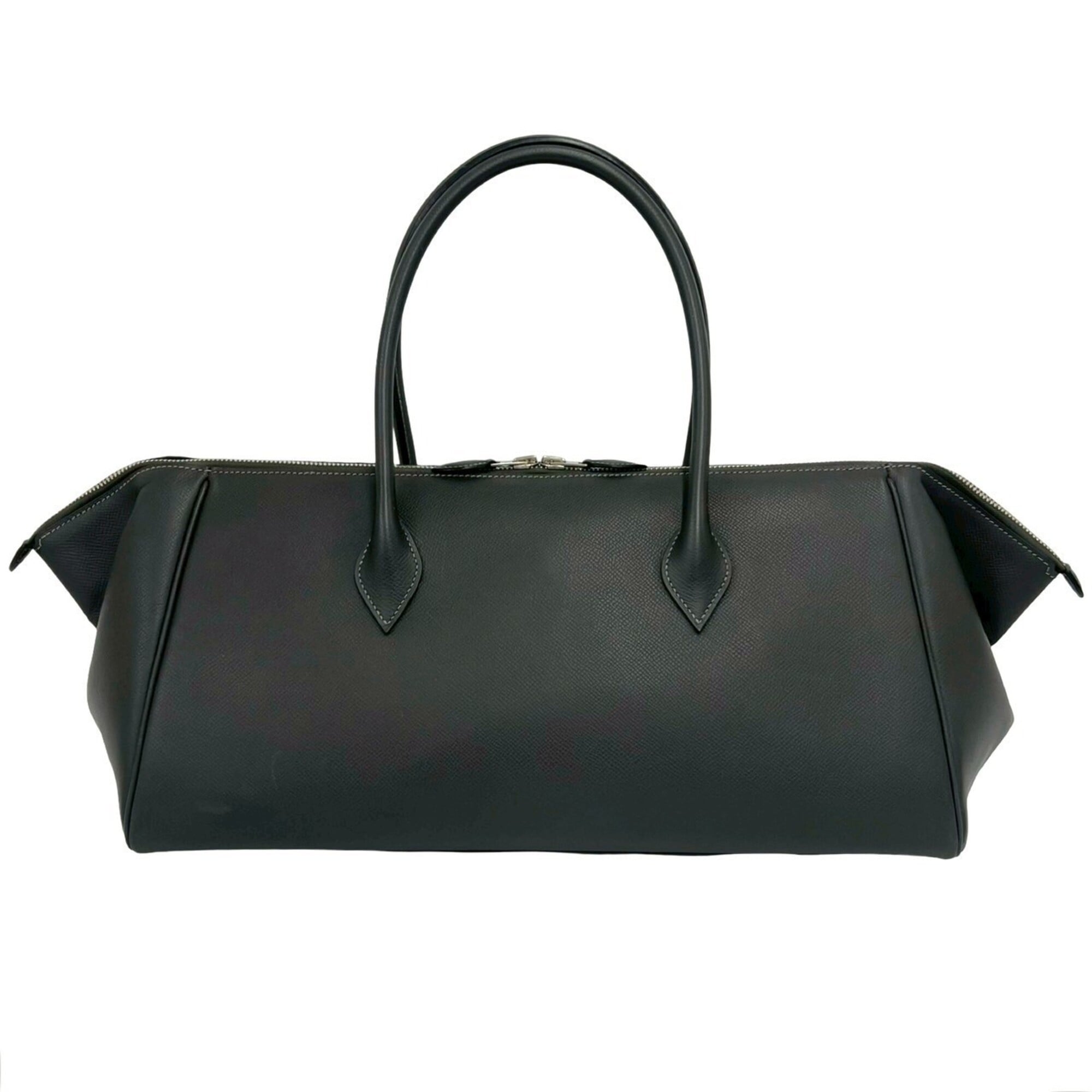 Hermes Gray Epsom Leather Boston Bag Handbag (Pre-Owned)