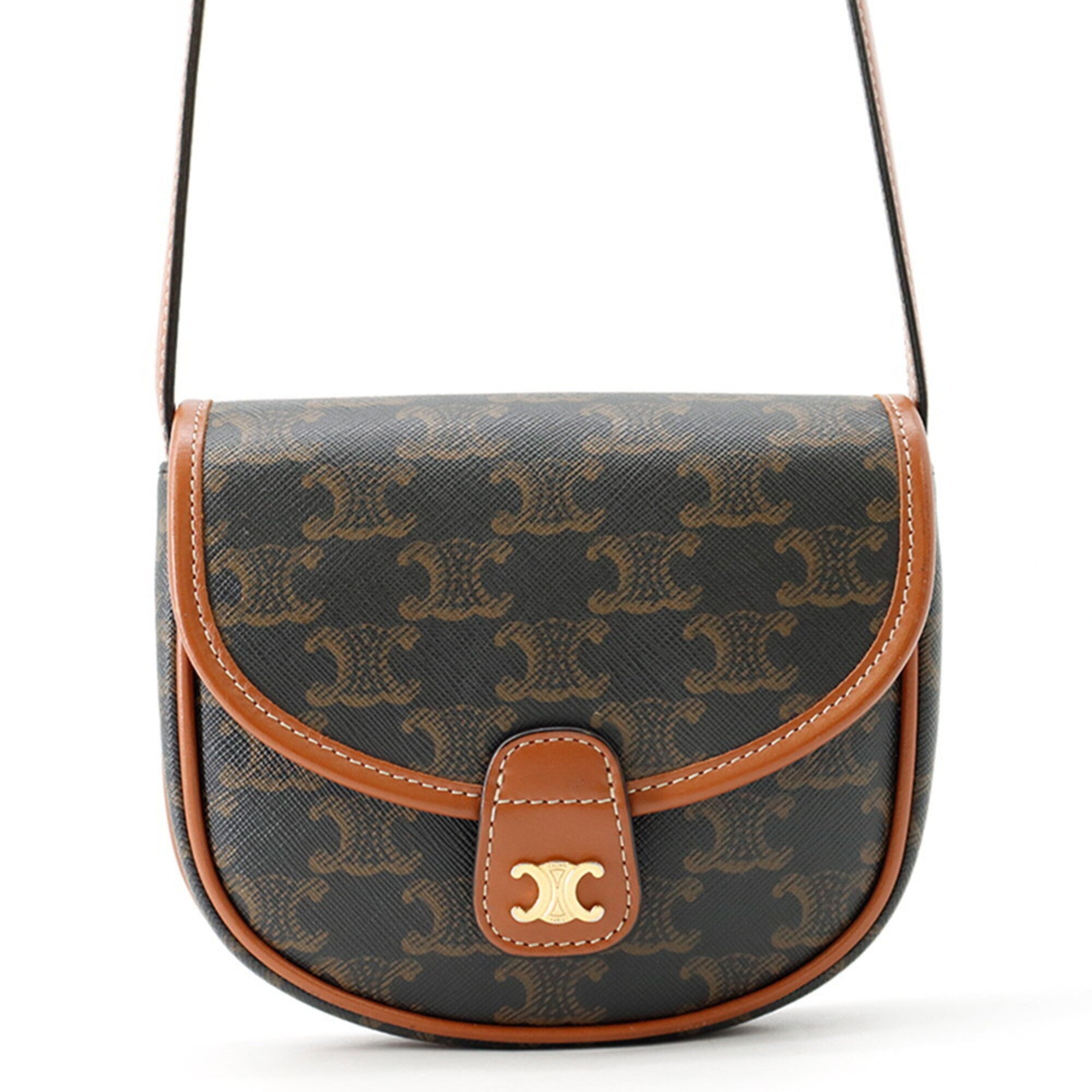Celine Brown Canvas Leather Pouch Shoulder Bag (Pre-Owned)
