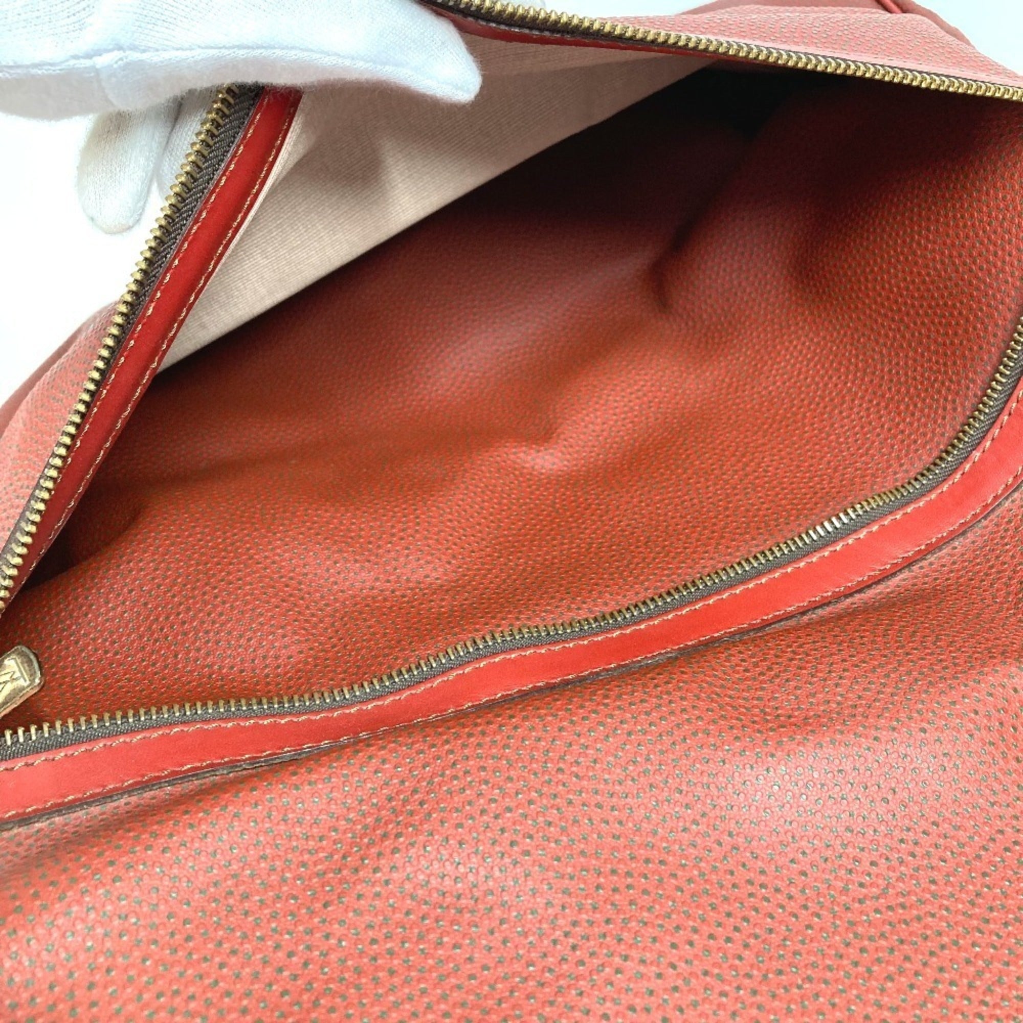 Louis Vuitton Red Color Leather Boston Bag Handbag Shoulder Bag (Pre-Owned)