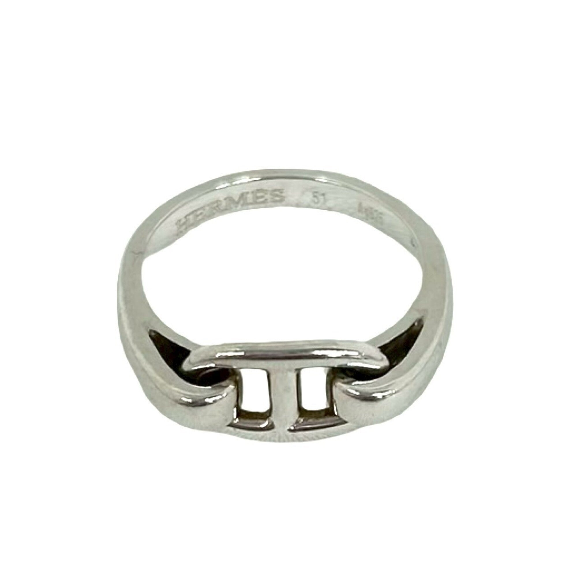 Hermes Silver Silver 925 Band Ring (Pre-Owned)